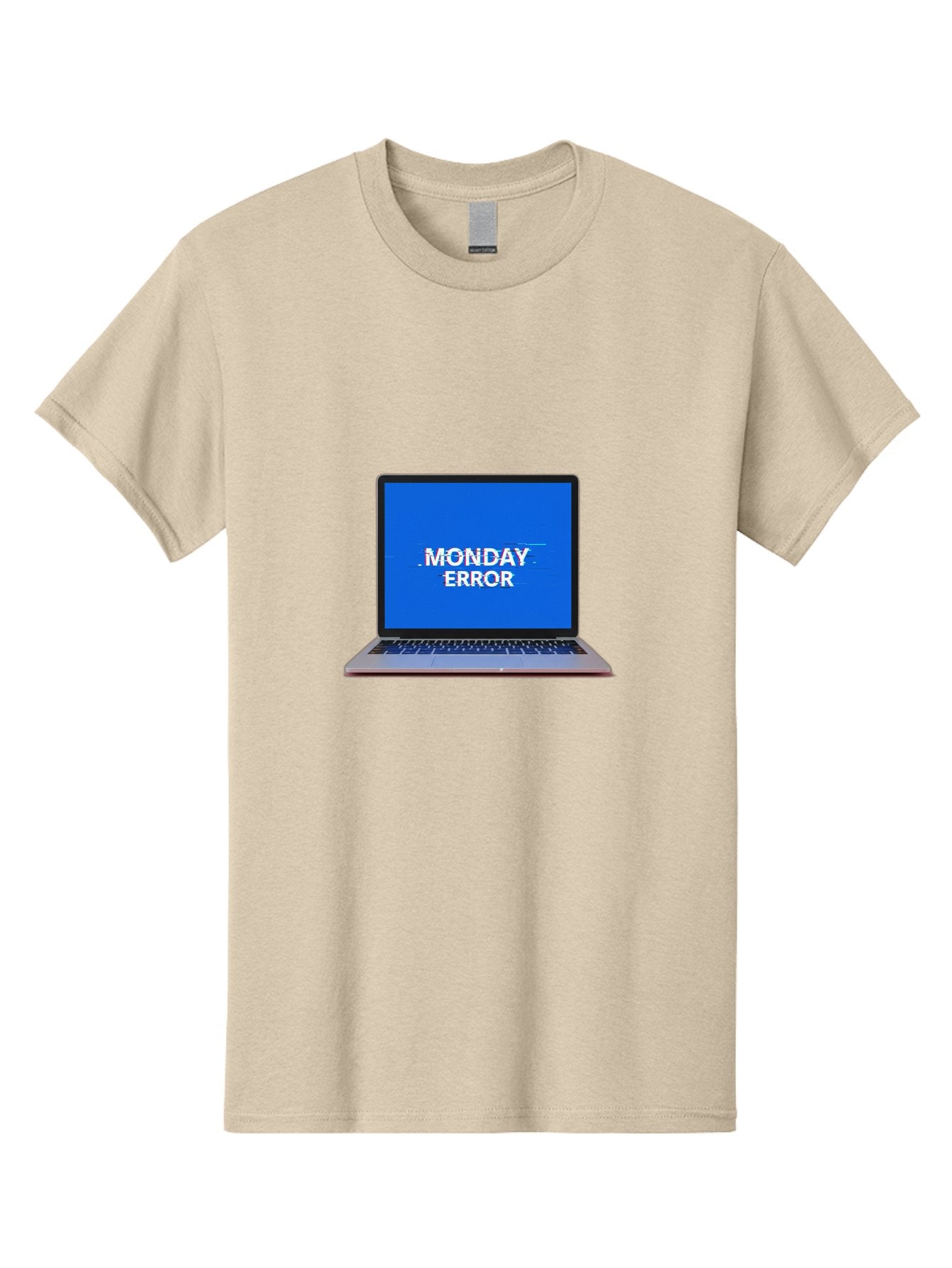 Monday-Error-9 Men'S Graphic Tee, 100% Cotton, Comfortable Casual Summer Wear, Machine Washable, Laptop Screen Displaying Monday Error Message, Computer Error, Malfunctioning Computer, Glitchy Screen, Blue Screen Of Death, Tech Issues, Bae528