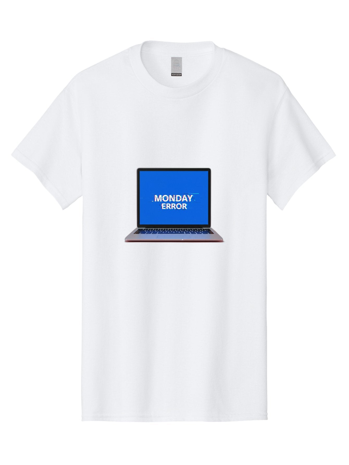 Monday-Error-9 Men'S Graphic Tee, 100% Cotton, Comfortable Casual Summer Wear, Machine Washable, Laptop Screen Displaying Monday Error Message, Computer Error, Malfunctioning Computer, Glitchy Screen, Blue Screen Of Death, Tech Issues, Bae528 15