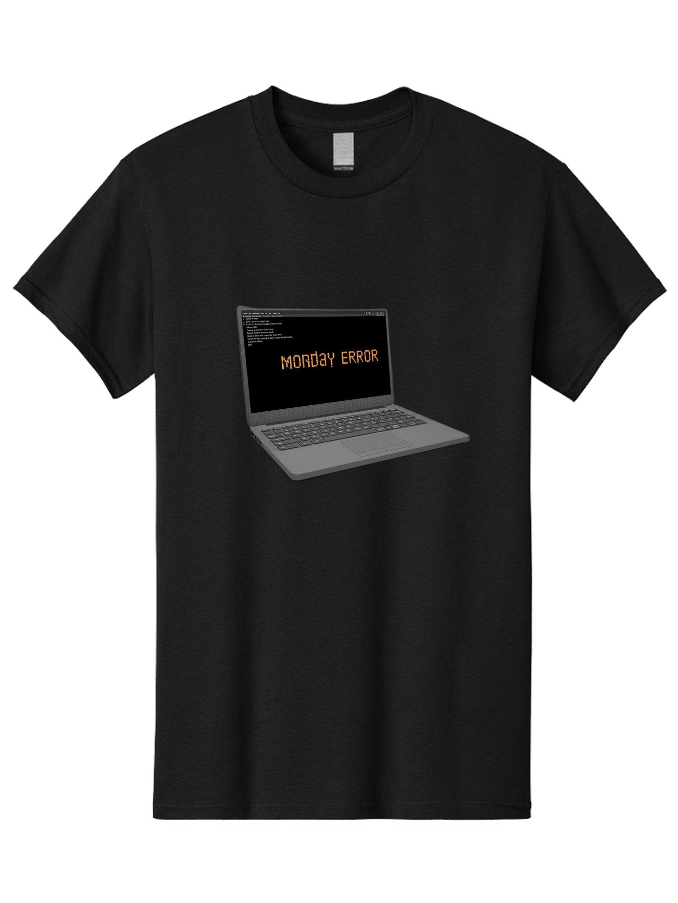 Monday-Error-Laptop Men'S Graphic Tee, 100% Cotton, Comfortable Casual Summer Wear, Machine Washable, Laptop Screen, Error Message, Monday Motivation, Coding Issues, Tech Problems, Computer Glitch, Debugging, Programming Error Bae529