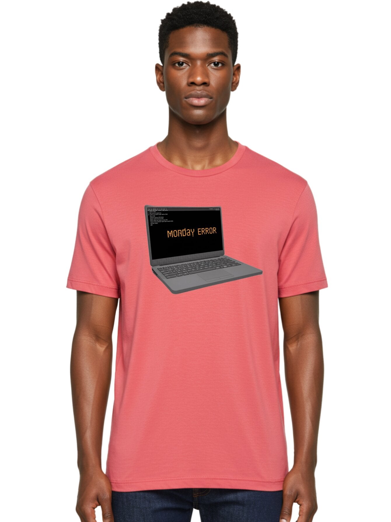 Monday-Error-Laptop Men'S Graphic Tee, 100% Cotton, Comfortable Casual Summer Wear, Machine Washable, Laptop Screen, Error Message, Monday Motivation, Coding Issues, Tech Problems, Computer Glitch, Debugging, Programming Error Bae529 27