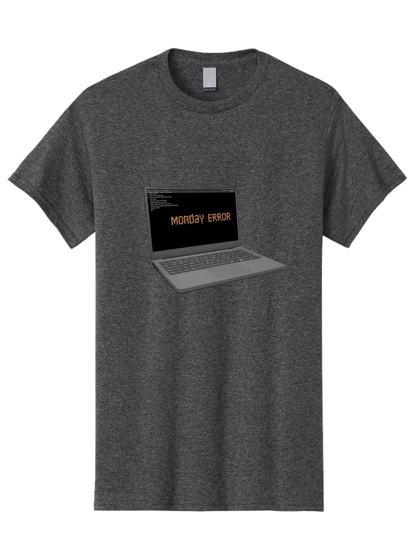 Monday-Error-Laptop Men'S Graphic Tee, 100% Cotton, Comfortable Casual Summer Wear, Machine Washable, Laptop Screen, Error Message, Monday Motivation, Coding Issues, Tech Problems, Computer Glitch, Debugging, Programming Error Bae529 8