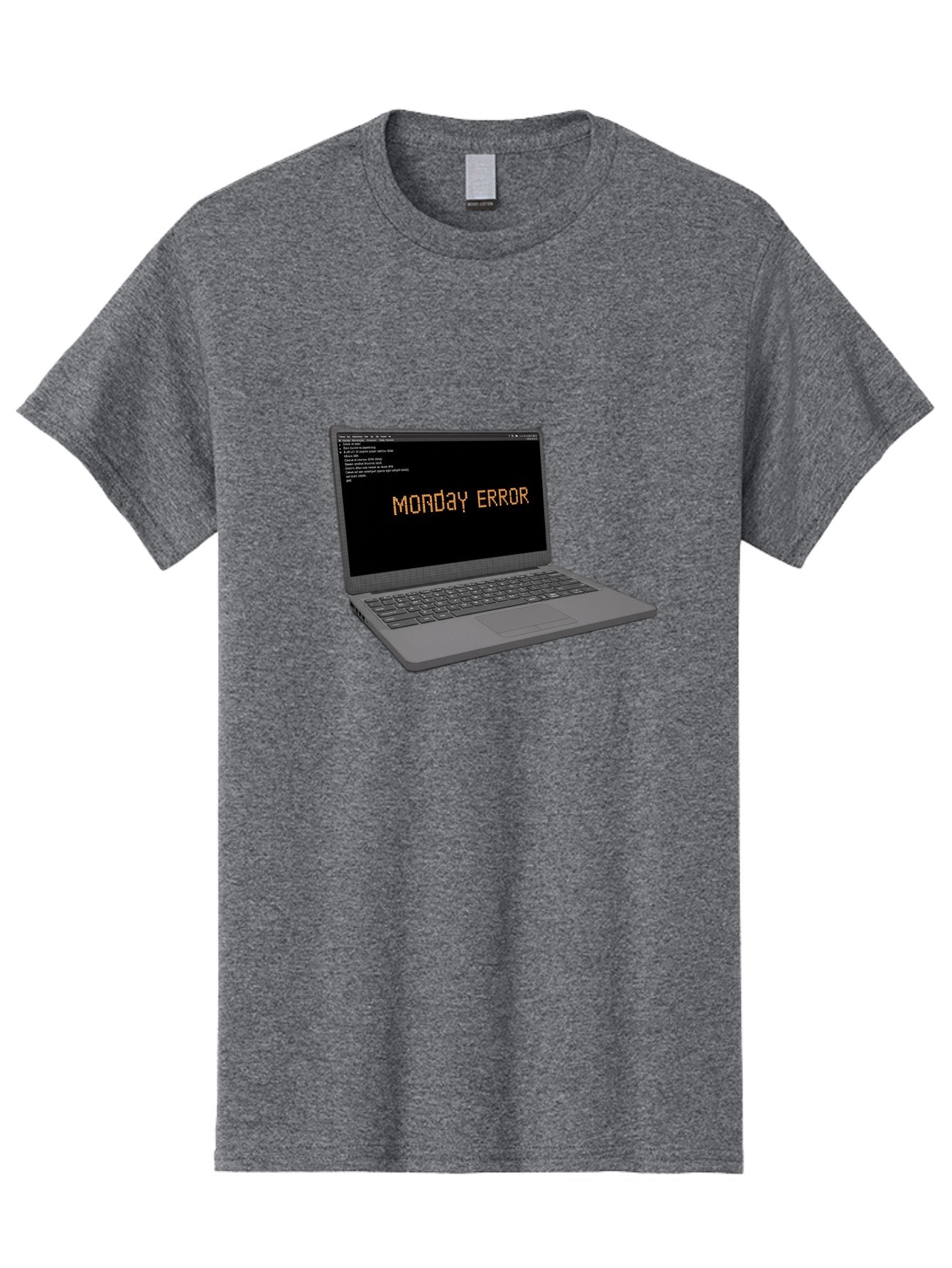 Monday-Error-Laptop Men'S Graphic Tee, 100% Cotton, Comfortable Casual Summer Wear, Machine Washable, Laptop Screen, Error Message, Monday Motivation, Coding Issues, Tech Problems, Computer Glitch, Debugging, Programming Error Bae529 10
