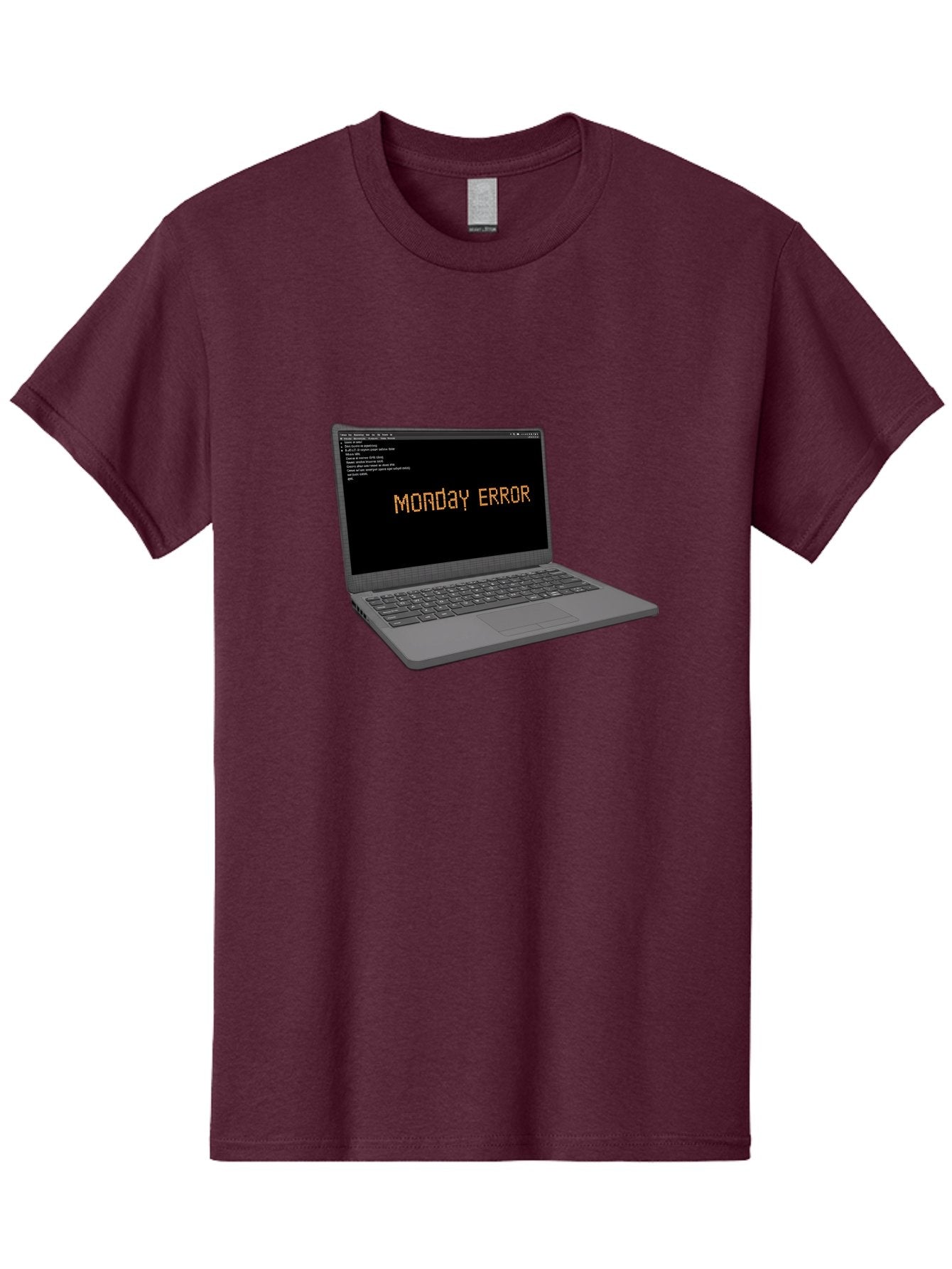 Monday-Error-Laptop Men'S Graphic Tee, 100% Cotton, Comfortable Casual Summer Wear, Machine Washable, Laptop Screen, Error Message, Monday Motivation, Coding Issues, Tech Problems, Computer Glitch, Debugging, Programming Error Bae529 12