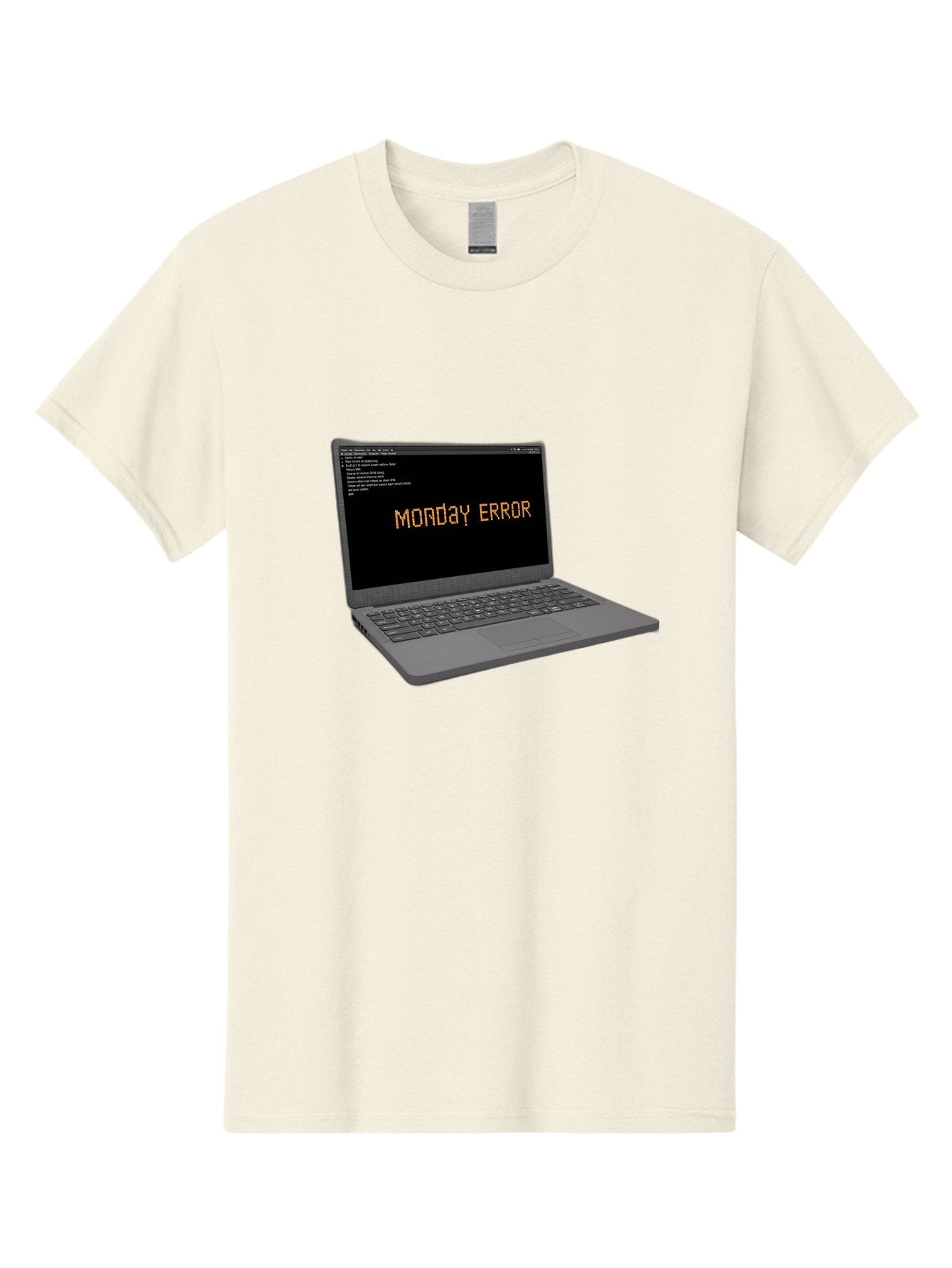 Monday-Error-Laptop Men'S Graphic Tee, 100% Cotton, Comfortable Casual Summer Wear, Machine Washable, Laptop Screen, Error Message, Monday Motivation, Coding Issues, Tech Problems, Computer Glitch, Debugging, Programming Error Bae529 7