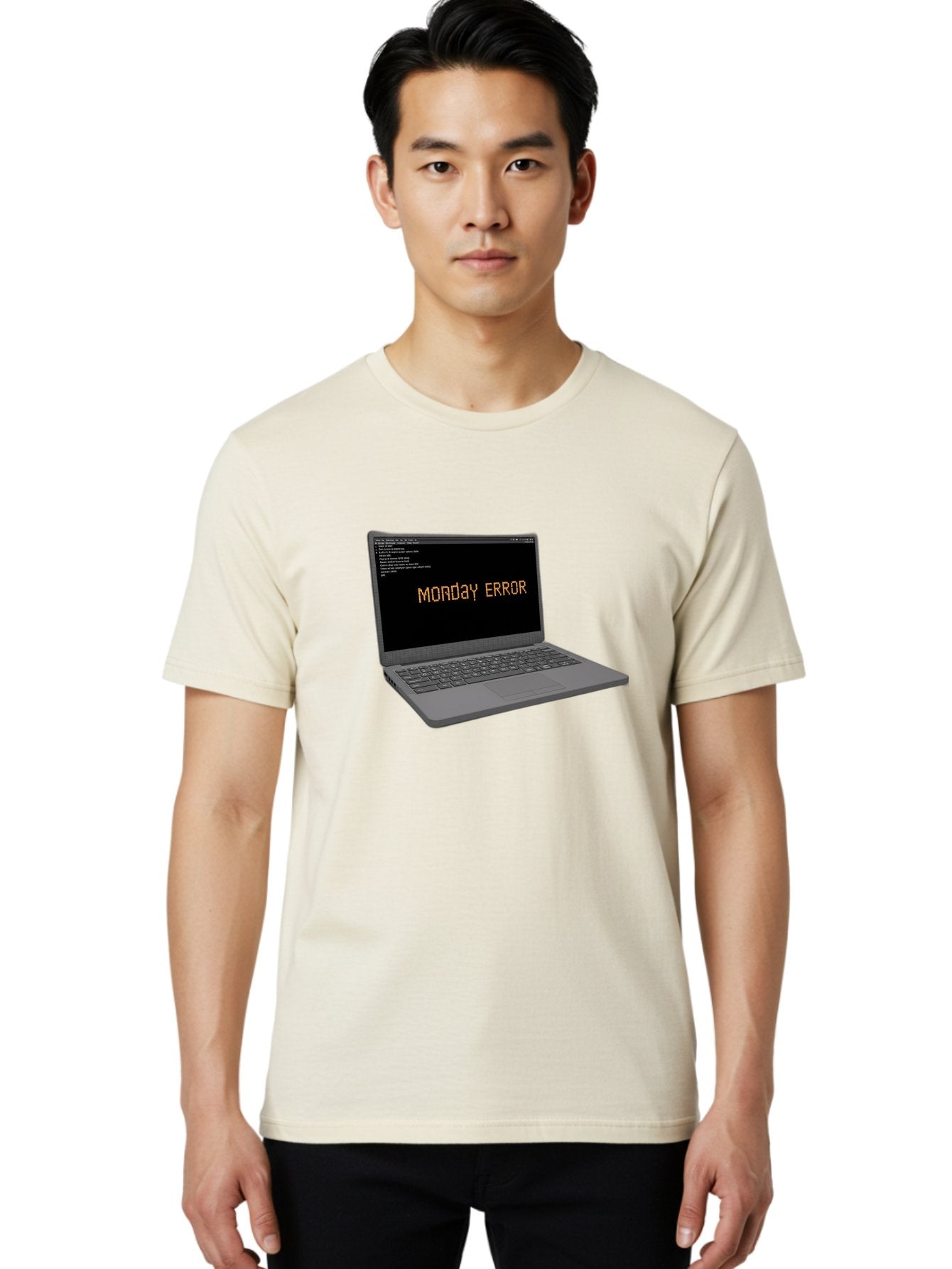 Monday-Error-Laptop Men'S Graphic Tee, 100% Cotton, Comfortable Casual Summer Wear, Machine Washable, Laptop Screen, Error Message, Monday Motivation, Coding Issues, Tech Problems, Computer Glitch, Debugging, Programming Error Bae529 16