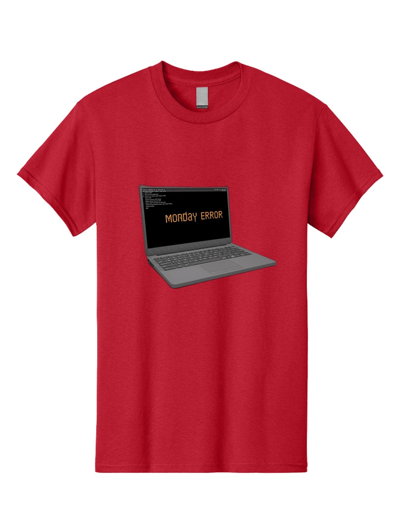 Monday-Error-Laptop Men'S Graphic Tee, 100% Cotton, Comfortable Casual Summer Wear, Machine Washable, Laptop Screen, Error Message, Monday Motivation, Coding Issues, Tech Problems, Computer Glitch, Debugging, Programming Error Bae529 15