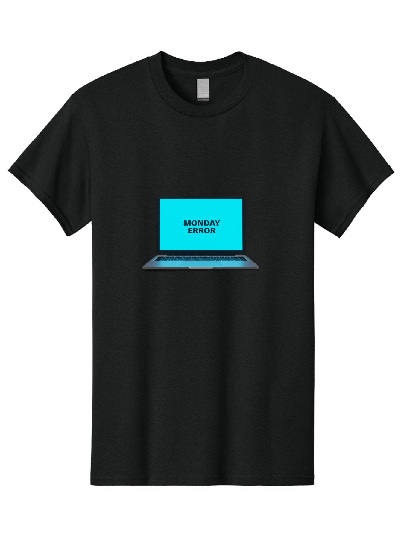 Monday-Error Men'S Graphic Tee, 100% Cotton, Comfortable Casual Summer Wear, Machine Washable, Laptop With Error Message, Monday Blues, System Failure, Computer Glitch, Blue Screen, Tech Issue, Troubleshooting Bae530 4