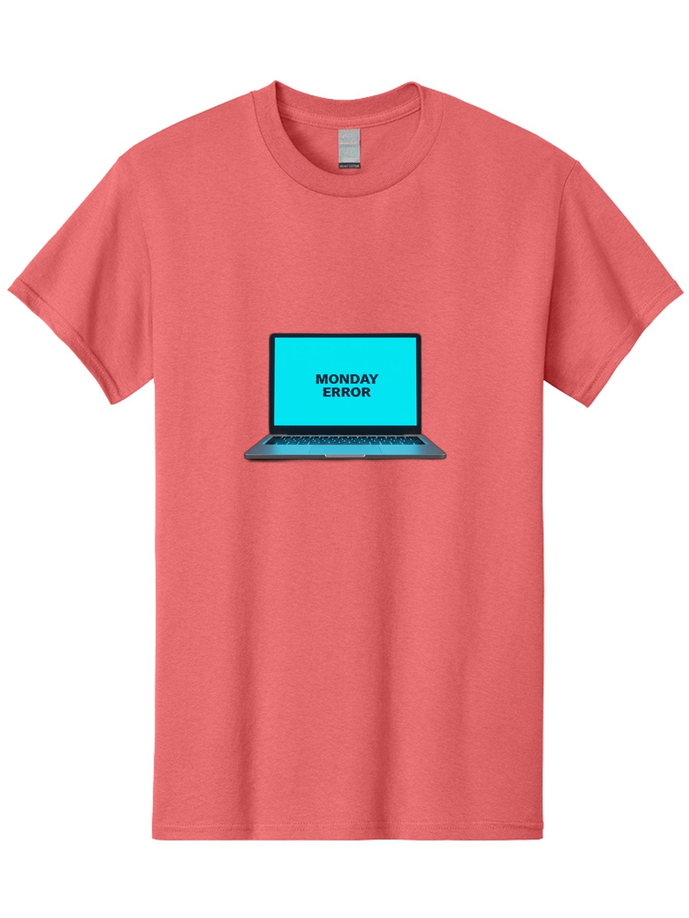 Monday-Error Men'S Graphic Tee, 100% Cotton, Comfortable Casual Summer Wear, Machine Washable, Laptop With Error Message, Monday Blues, System Failure, Computer Glitch, Blue Screen, Tech Issue, Troubleshooting Bae530 13