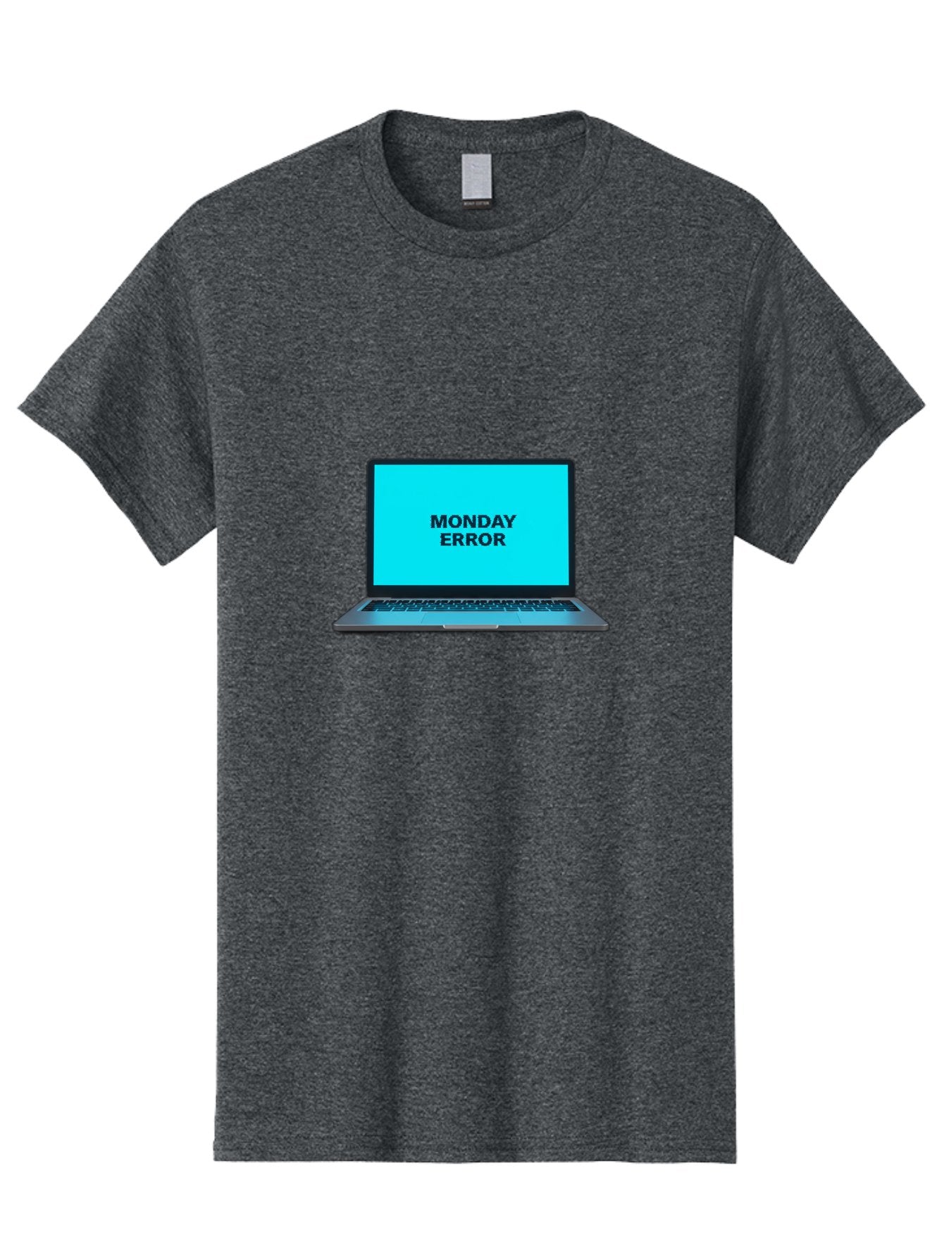 Monday-Error Men'S Graphic Tee, 100% Cotton, Comfortable Casual Summer Wear, Machine Washable, Laptop With Error Message, Monday Blues, System Failure, Computer Glitch, Blue Screen, Tech Issue, Troubleshooting Bae530 14