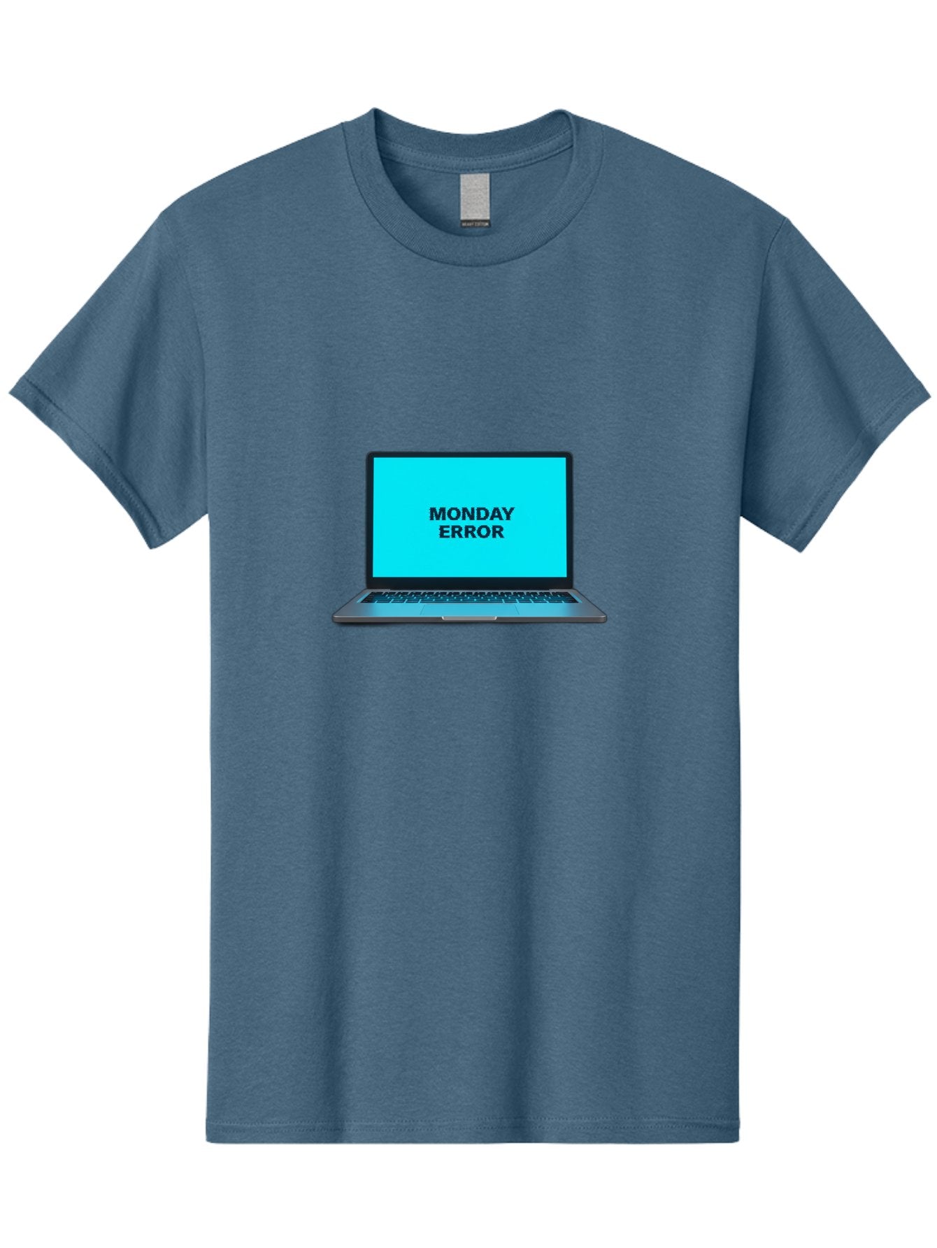 Monday-Error Men'S Graphic Tee, 100% Cotton, Comfortable Casual Summer Wear, Machine Washable, Laptop With Error Message, Monday Blues, System Failure, Computer Glitch, Blue Screen, Tech Issue, Troubleshooting Bae530