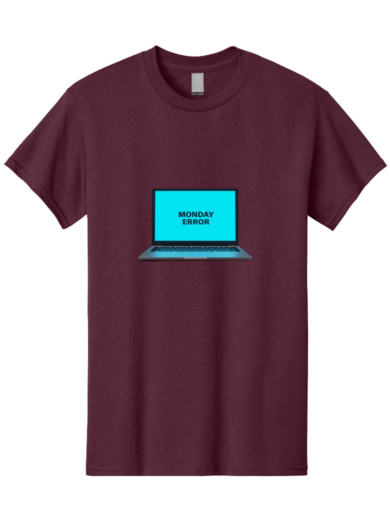 Monday-Error Men'S Graphic Tee, 100% Cotton, Comfortable Casual Summer Wear, Machine Washable, Laptop With Error Message, Monday Blues, System Failure, Computer Glitch, Blue Screen, Tech Issue, Troubleshooting Bae530 5
