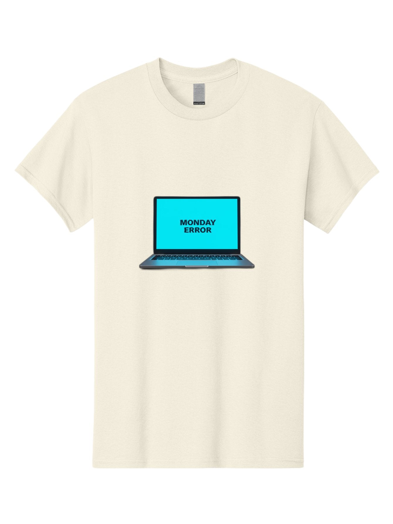 Monday-Error Men'S Graphic Tee, 100% Cotton, Comfortable Casual Summer Wear, Machine Washable, Laptop With Error Message, Monday Blues, System Failure, Computer Glitch, Blue Screen, Tech Issue, Troubleshooting Bae530 10