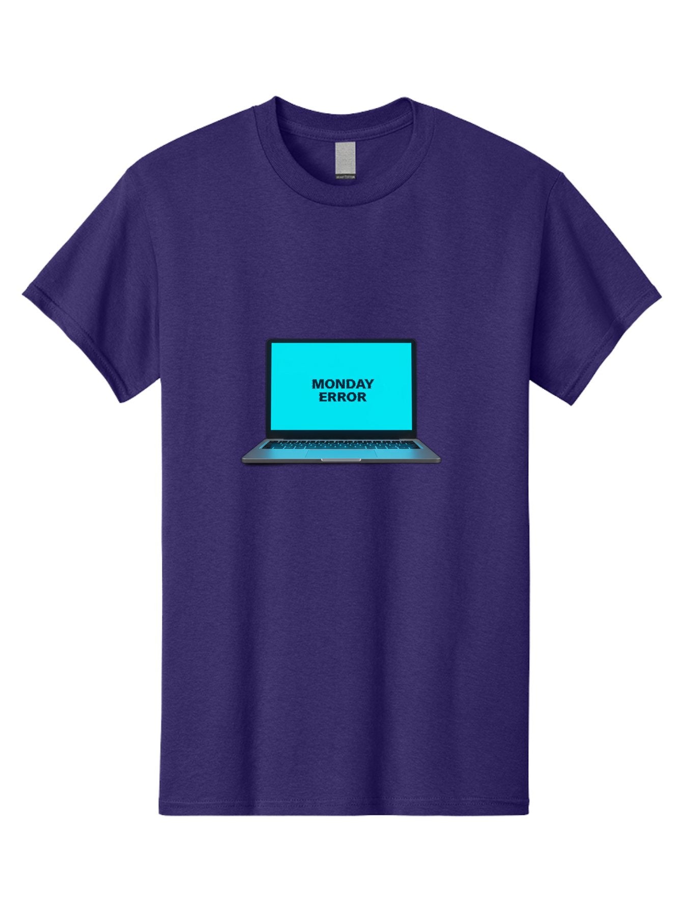 Monday-Error Men'S Graphic Tee, 100% Cotton, Comfortable Casual Summer Wear, Machine Washable, Laptop With Error Message, Monday Blues, System Failure, Computer Glitch, Blue Screen, Tech Issue, Troubleshooting Bae530 15