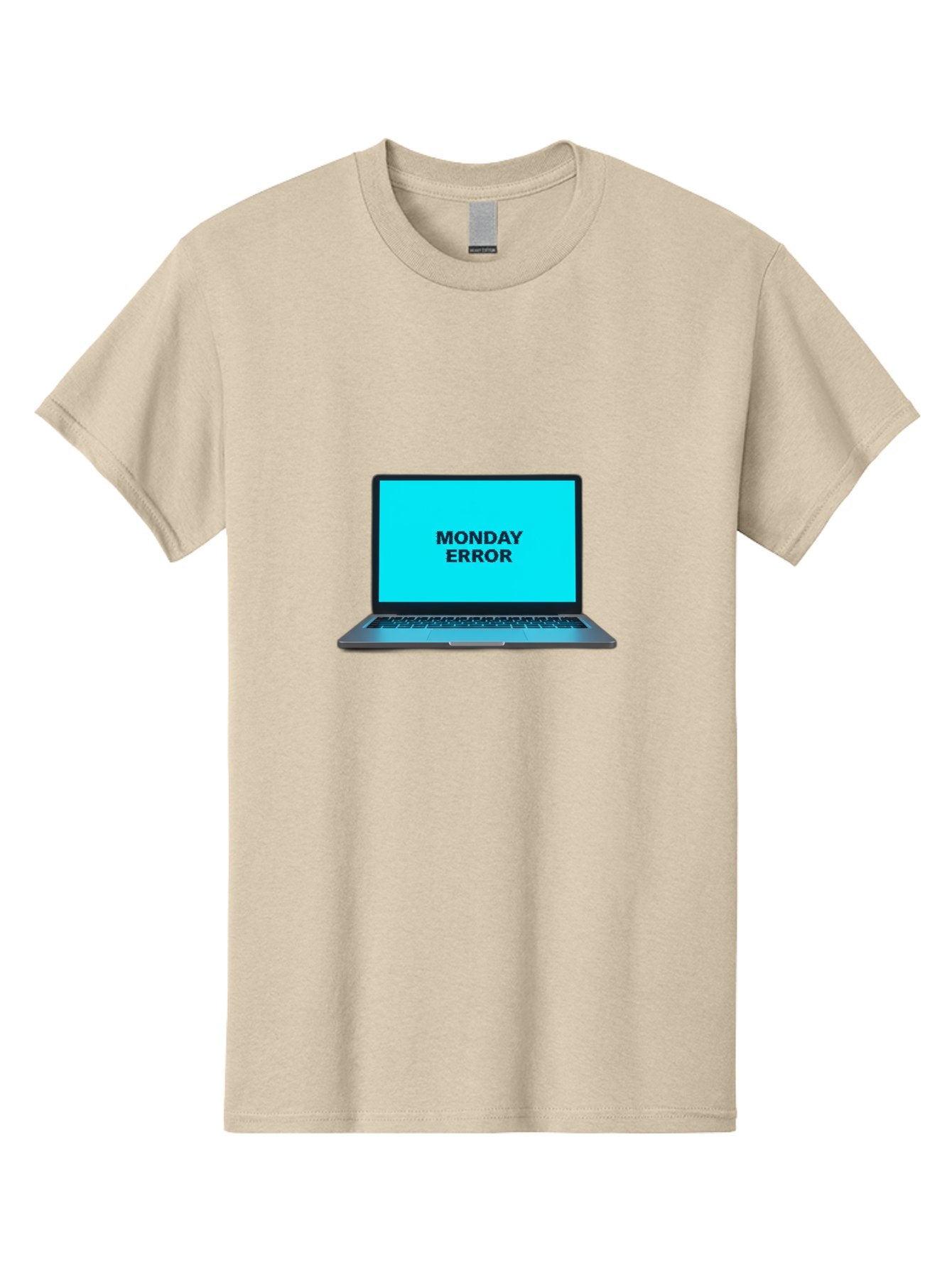 Monday-Error Men'S Graphic Tee, 100% Cotton, Comfortable Casual Summer Wear, Machine Washable, Laptop With Error Message, Monday Blues, System Failure, Computer Glitch, Blue Screen, Tech Issue, Troubleshooting Bae530 9