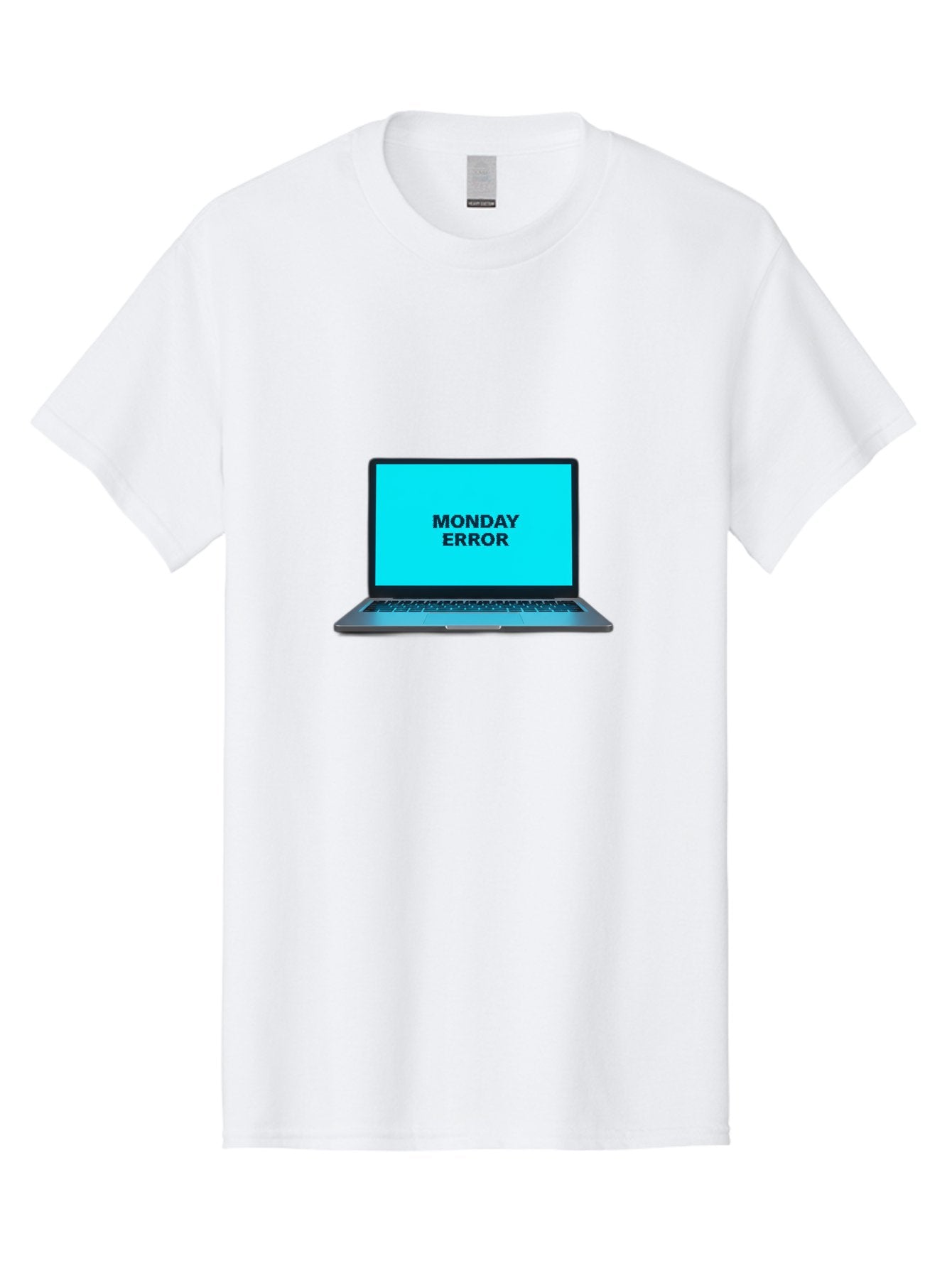 Monday-Error Men'S Graphic Tee, 100% Cotton, Comfortable Casual Summer Wear, Machine Washable, Laptop With Error Message, Monday Blues, System Failure, Computer Glitch, Blue Screen, Tech Issue, Troubleshooting Bae530 12