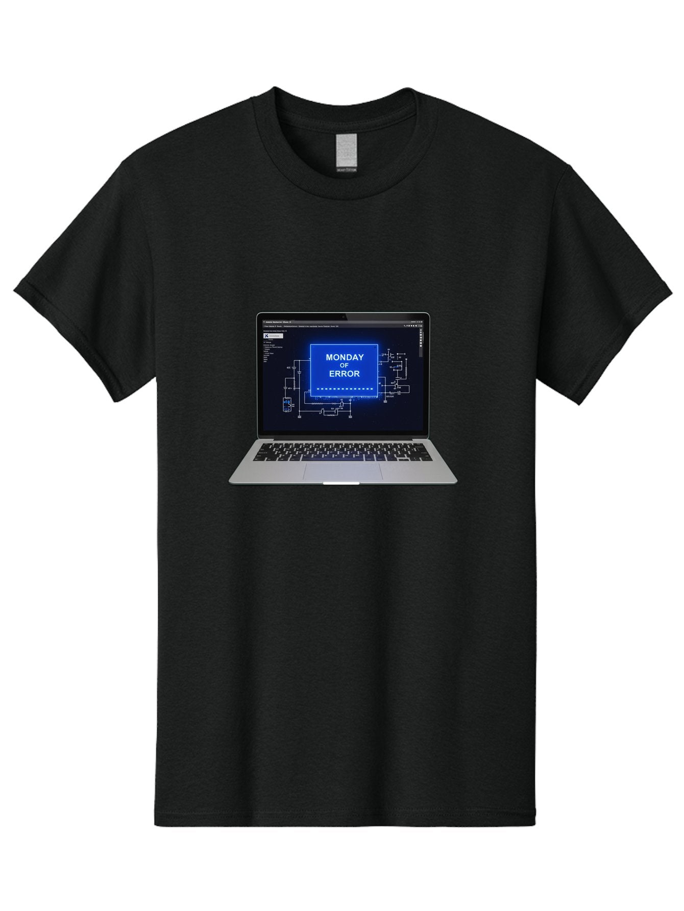Monday-Of-Error Men'S Graphic Tee, 100% Cotton, Comfortable Casual Summer Wear, Machine Washable, Laptop Screen Displaying Error Message, Monday Of Error, Technical Glitch, Computer Error, Tech Issue, Troubleshooting, Error Screen, Bae533 11