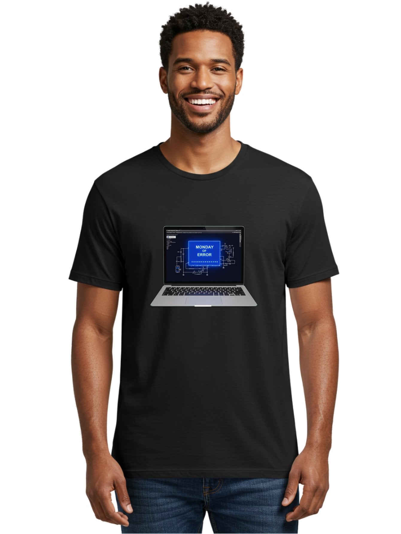 Monday-Of-Error Men'S Graphic Tee, 100% Cotton, Comfortable Casual Summer Wear, Machine Washable, Laptop Screen Displaying Error Message, Monday Of Error, Technical Glitch, Computer Error, Tech Issue, Troubleshooting, Error Screen, Bae533 27