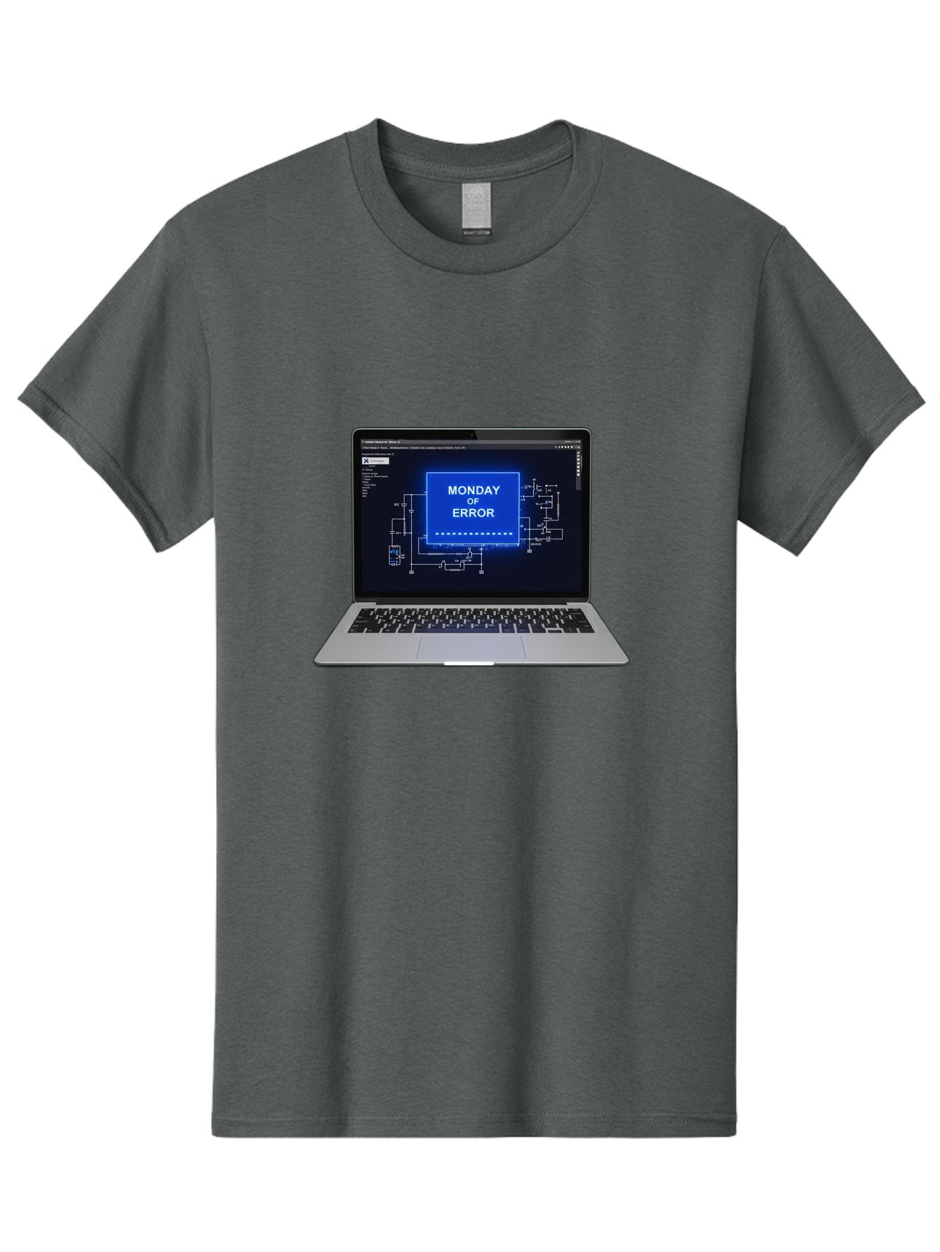 Monday-Of-Error Men'S Graphic Tee, 100% Cotton, Comfortable Casual Summer Wear, Machine Washable, Laptop Screen Displaying Error Message, Monday Of Error, Technical Glitch, Computer Error, Tech Issue, Troubleshooting, Error Screen, Bae533 12