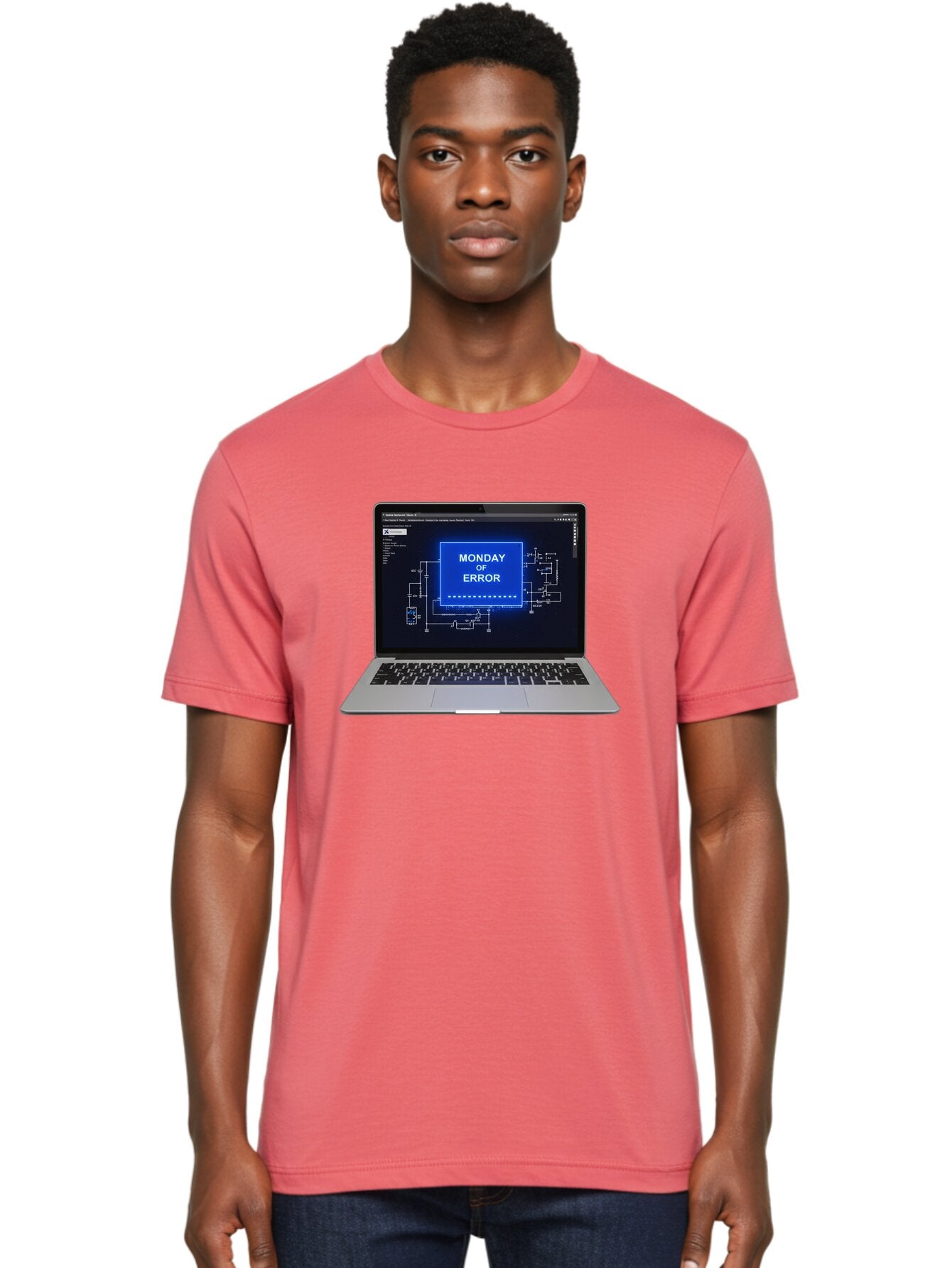 Monday-Of-Error Men'S Graphic Tee, 100% Cotton, Comfortable Casual Summer Wear, Machine Washable, Laptop Screen Displaying Error Message, Monday Of Error, Technical Glitch, Computer Error, Tech Issue, Troubleshooting, Error Screen, Bae533 25