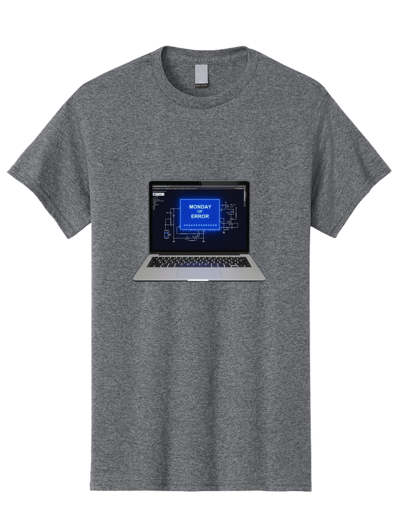 Monday-Of-Error Men'S Graphic Tee, 100% Cotton, Comfortable Casual Summer Wear, Machine Washable, Laptop Screen Displaying Error Message, Monday Of Error, Technical Glitch, Computer Error, Tech Issue, Troubleshooting, Error Screen, Bae533