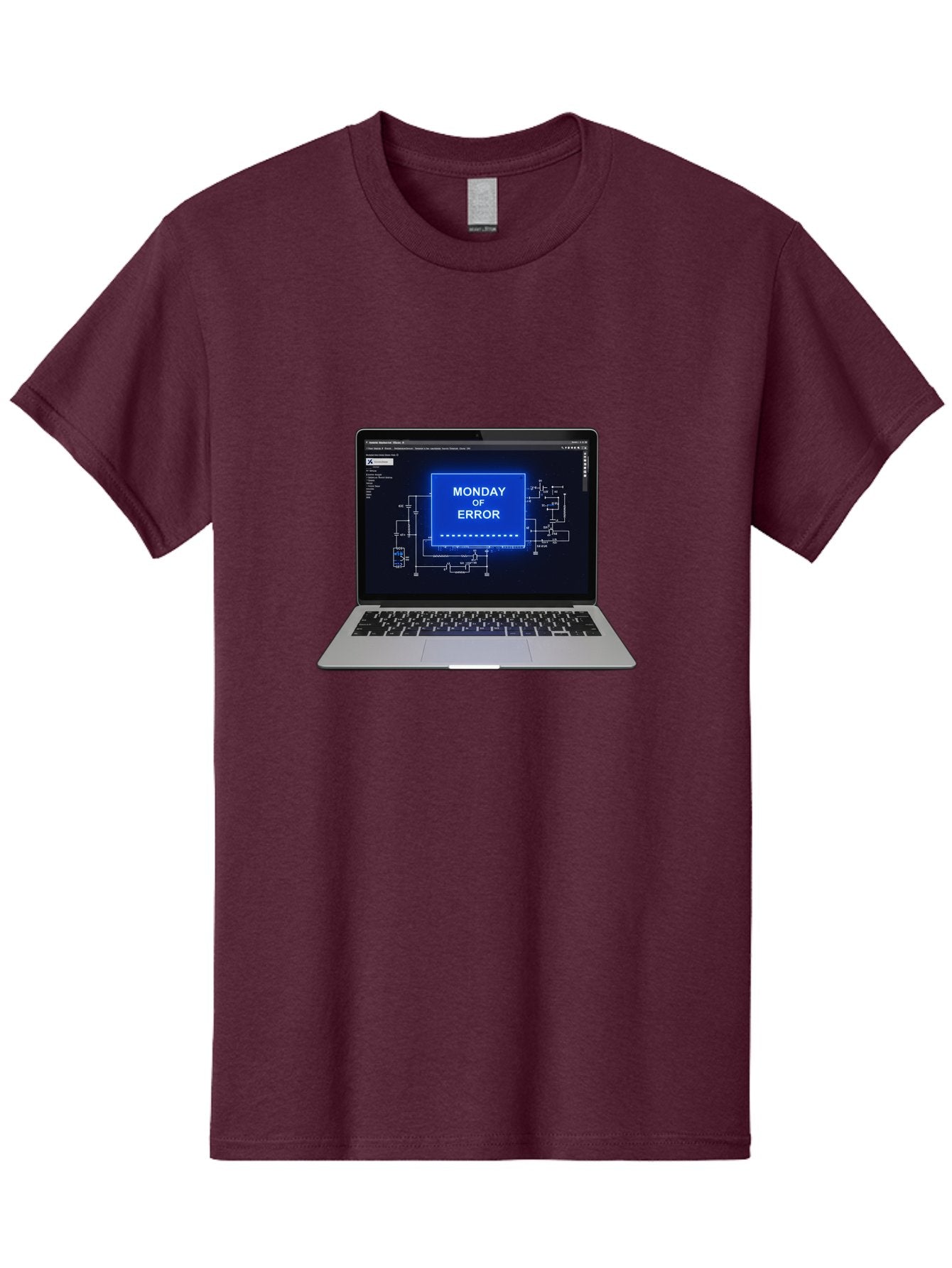 Monday-Of-Error Men'S Graphic Tee, 100% Cotton, Comfortable Casual Summer Wear, Machine Washable, Laptop Screen Displaying Error Message, Monday Of Error, Technical Glitch, Computer Error, Tech Issue, Troubleshooting, Error Screen, Bae533 14
