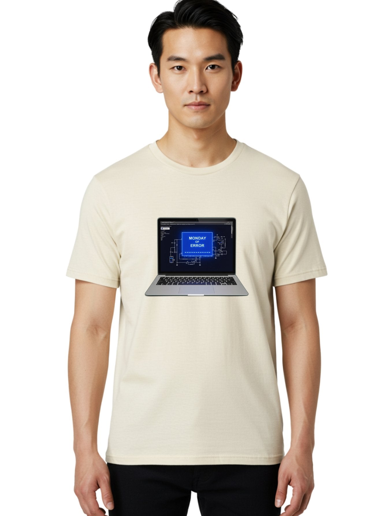 Monday-Of-Error Men'S Graphic Tee, 100% Cotton, Comfortable Casual Summer Wear, Machine Washable, Laptop Screen Displaying Error Message, Monday Of Error, Technical Glitch, Computer Error, Tech Issue, Troubleshooting, Error Screen, Bae533 26