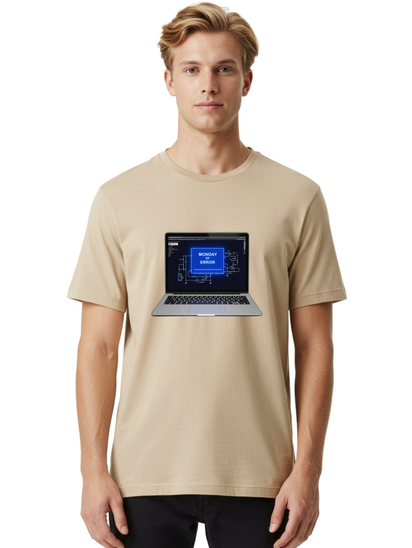 Monday-Of-Error Men'S Graphic Tee, 100% Cotton, Comfortable Casual Summer Wear, Machine Washable, Laptop Screen Displaying Error Message, Monday Of Error, Technical Glitch, Computer Error, Tech Issue, Troubleshooting, Error Screen, Bae533 18