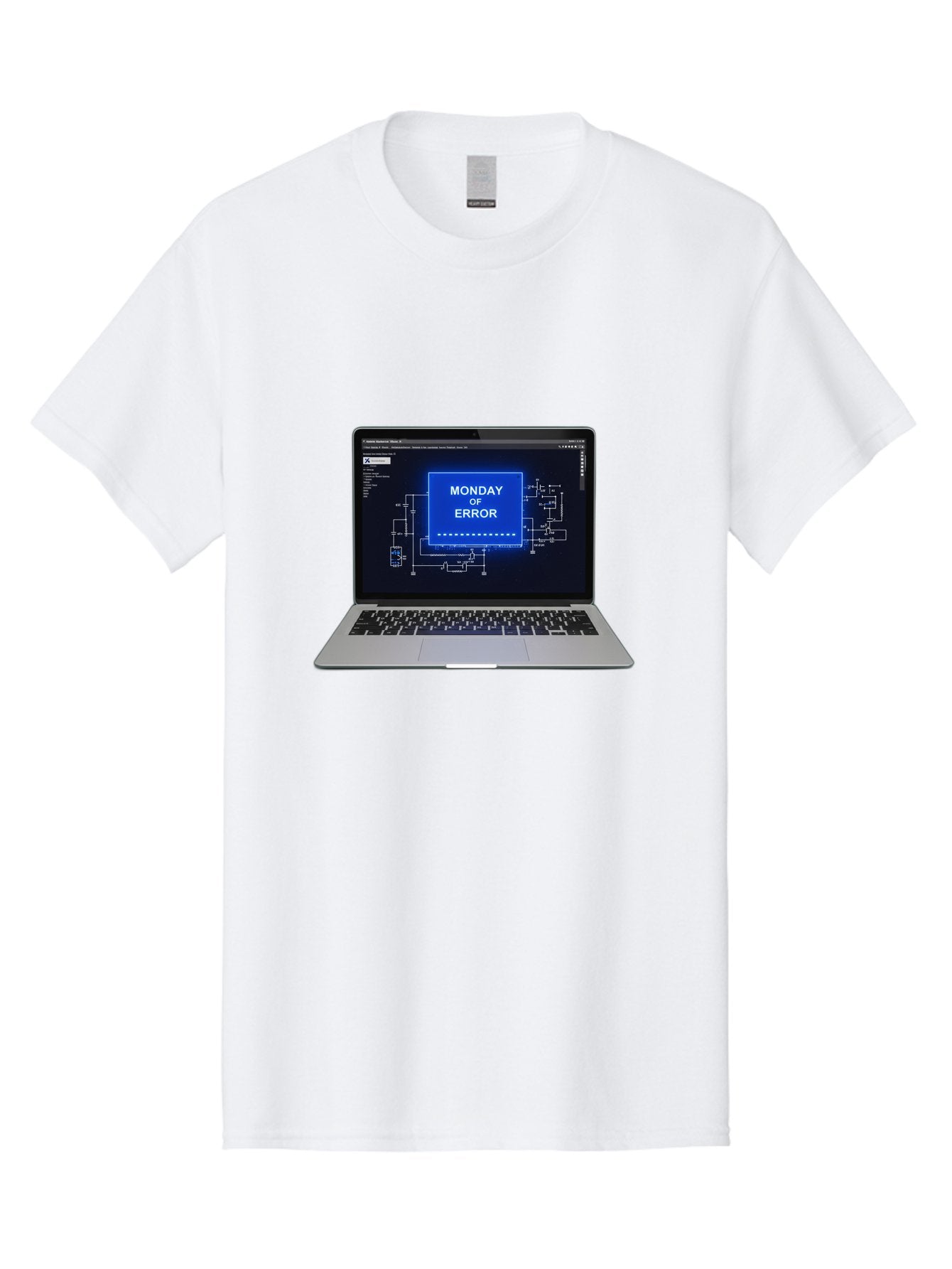 Monday-Of-Error Men'S Graphic Tee, 100% Cotton, Comfortable Casual Summer Wear, Machine Washable, Laptop Screen Displaying Error Message, Monday Of Error, Technical Glitch, Computer Error, Tech Issue, Troubleshooting, Error Screen, Bae533