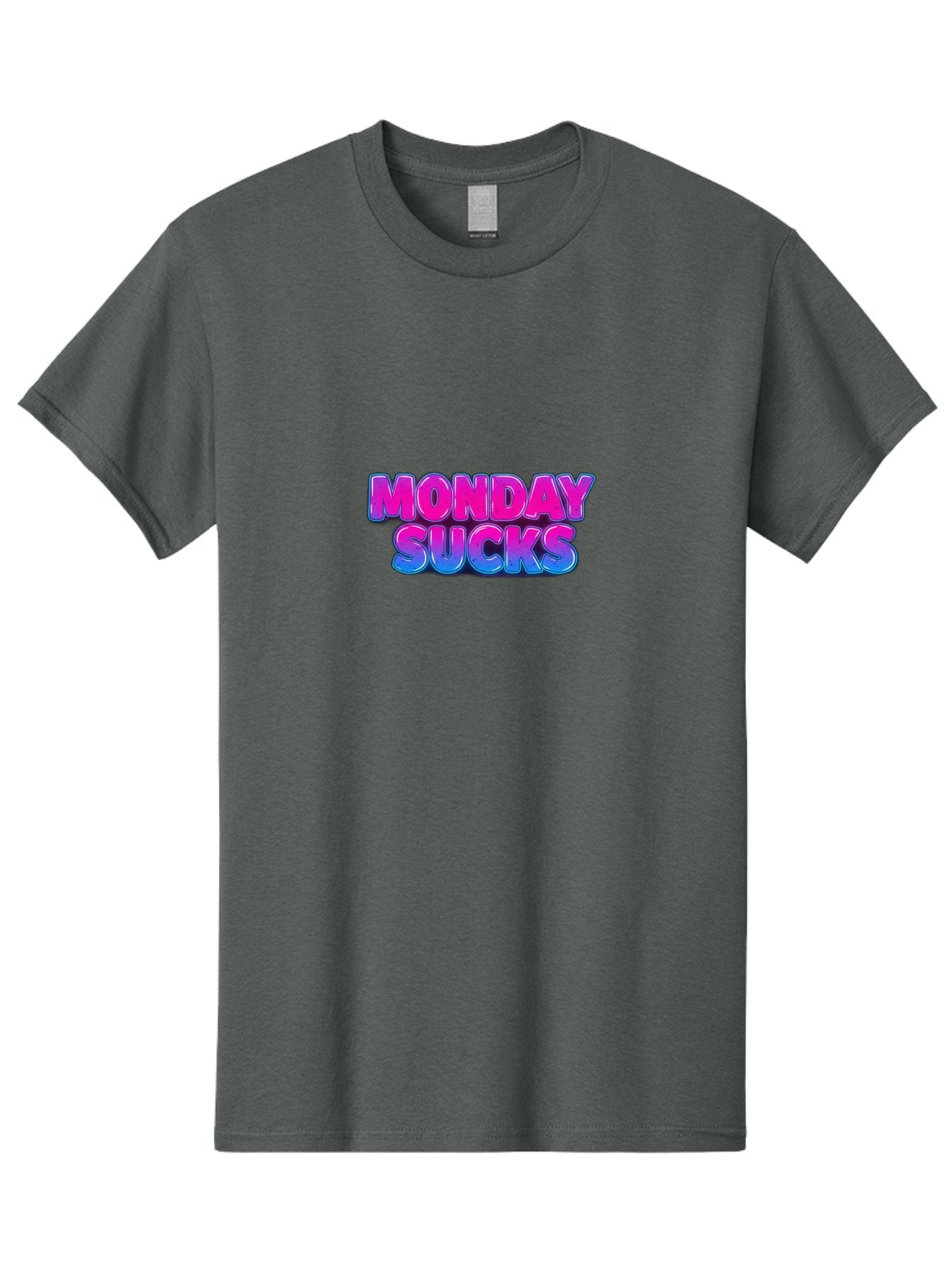Monday-Sucks-1 Men'S Graphic Tee, 100% Cotton, Comfortable Casual Summer Wear, Machine Washable, Monday Motivation, Motivational Quote, Funny Meme, Humor, Sarcasm, Workweek Grind, Relief, Colorful Text, Pink, Blue, Gradient, Workplace Humor, Bae534 9