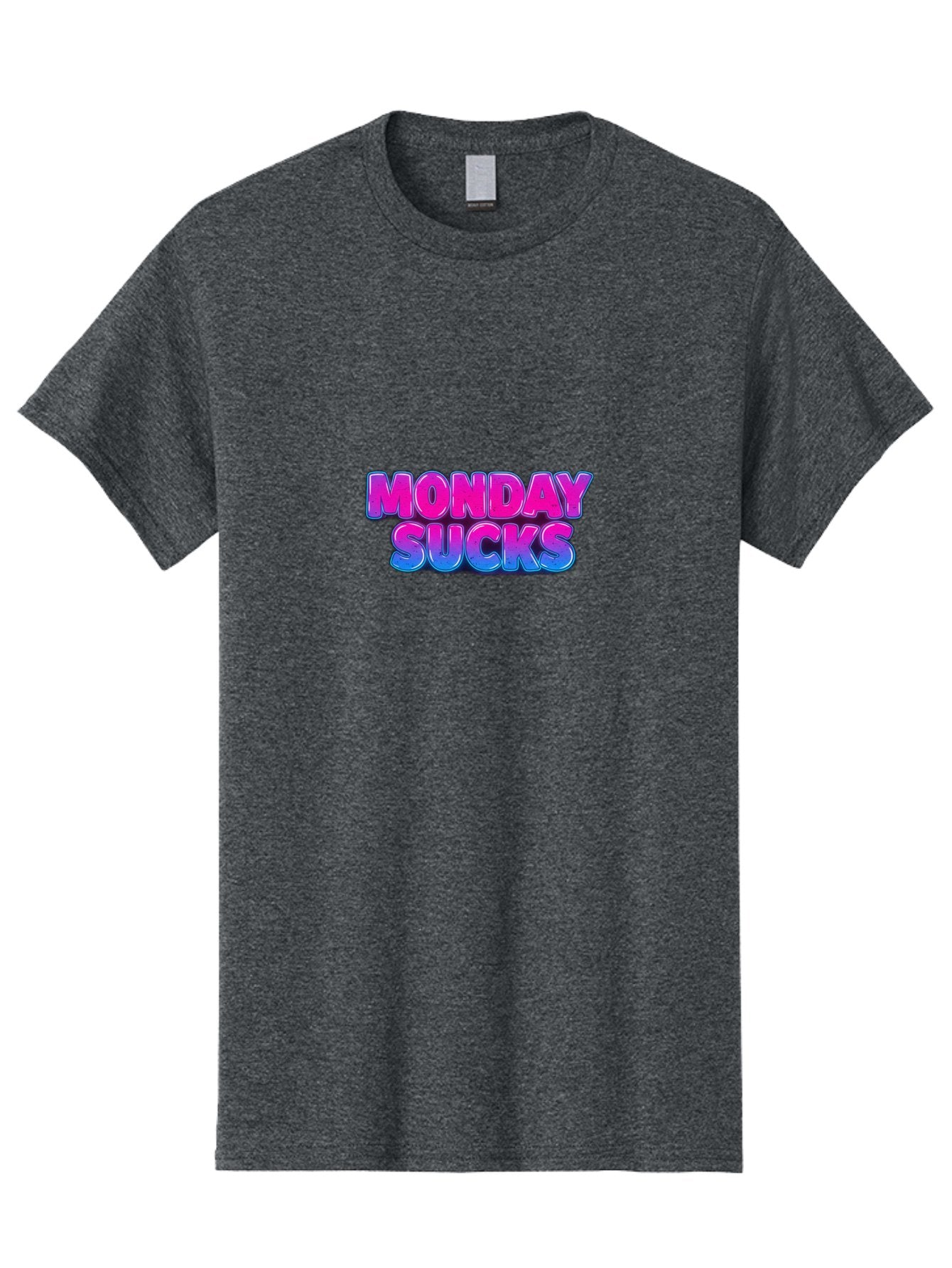 Monday-Sucks-1 Men'S Graphic Tee, 100% Cotton, Comfortable Casual Summer Wear, Machine Washable, Monday Motivation, Motivational Quote, Funny Meme, Humor, Sarcasm, Workweek Grind, Relief, Colorful Text, Pink, Blue, Gradient, Workplace Humor, Bae534 10