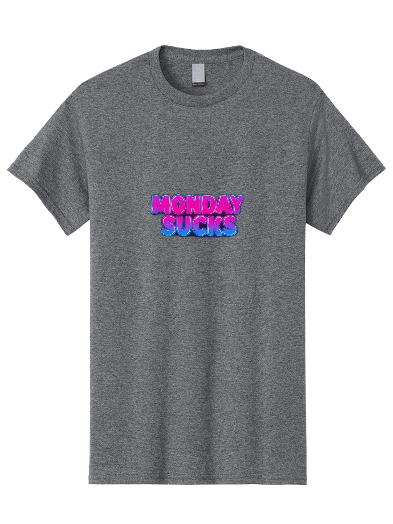Monday-Sucks-1 Men'S Graphic Tee, 100% Cotton, Comfortable Casual Summer Wear, Machine Washable, Monday Motivation, Motivational Quote, Funny Meme, Humor, Sarcasm, Workweek Grind, Relief, Colorful Text, Pink, Blue, Gradient, Workplace Humor, Bae534 13