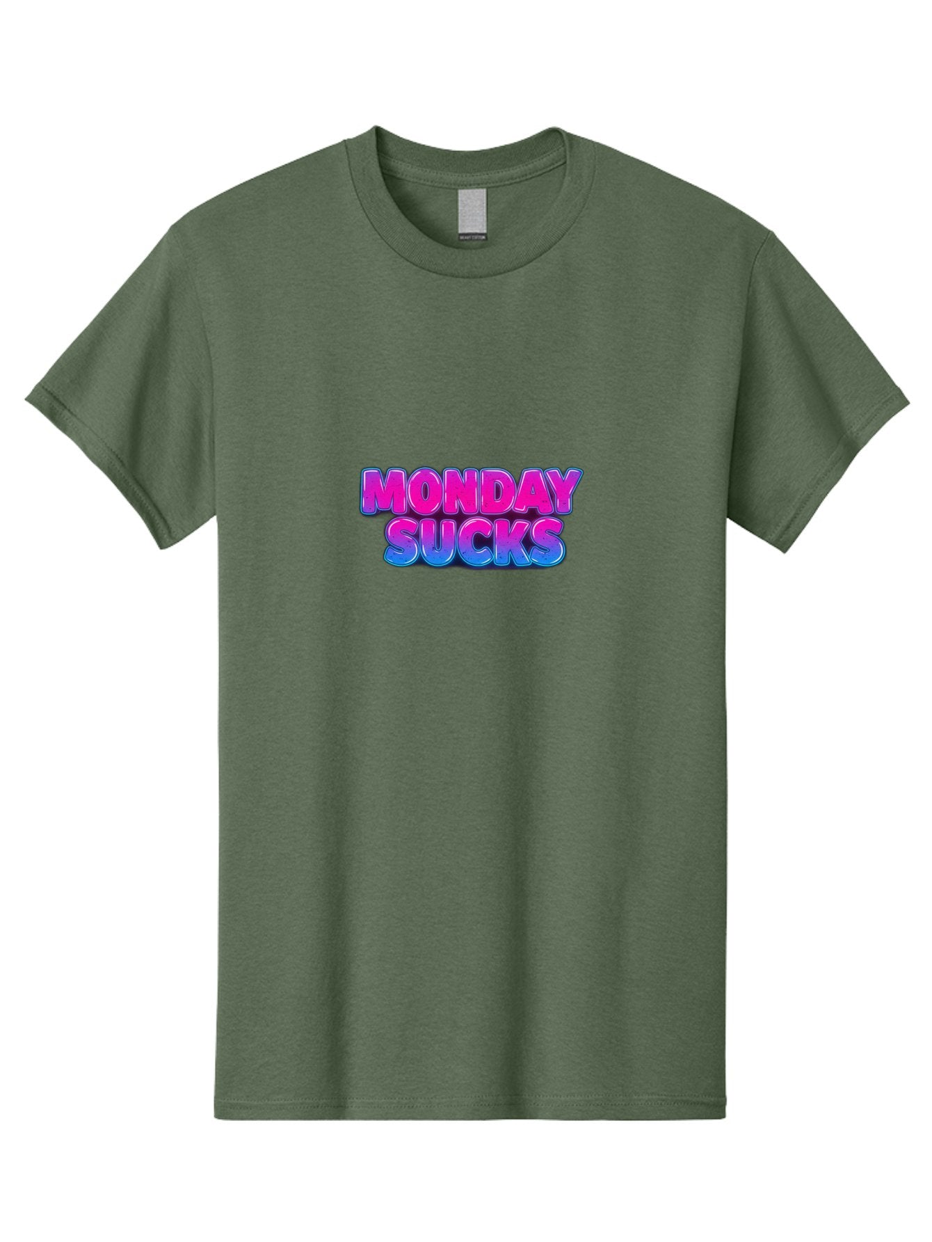 Monday-Sucks-1 Men'S Graphic Tee, 100% Cotton, Comfortable Casual Summer Wear, Machine Washable, Monday Motivation, Motivational Quote, Funny Meme, Humor, Sarcasm, Workweek Grind, Relief, Colorful Text, Pink, Blue, Gradient, Workplace Humor, Bae534 12