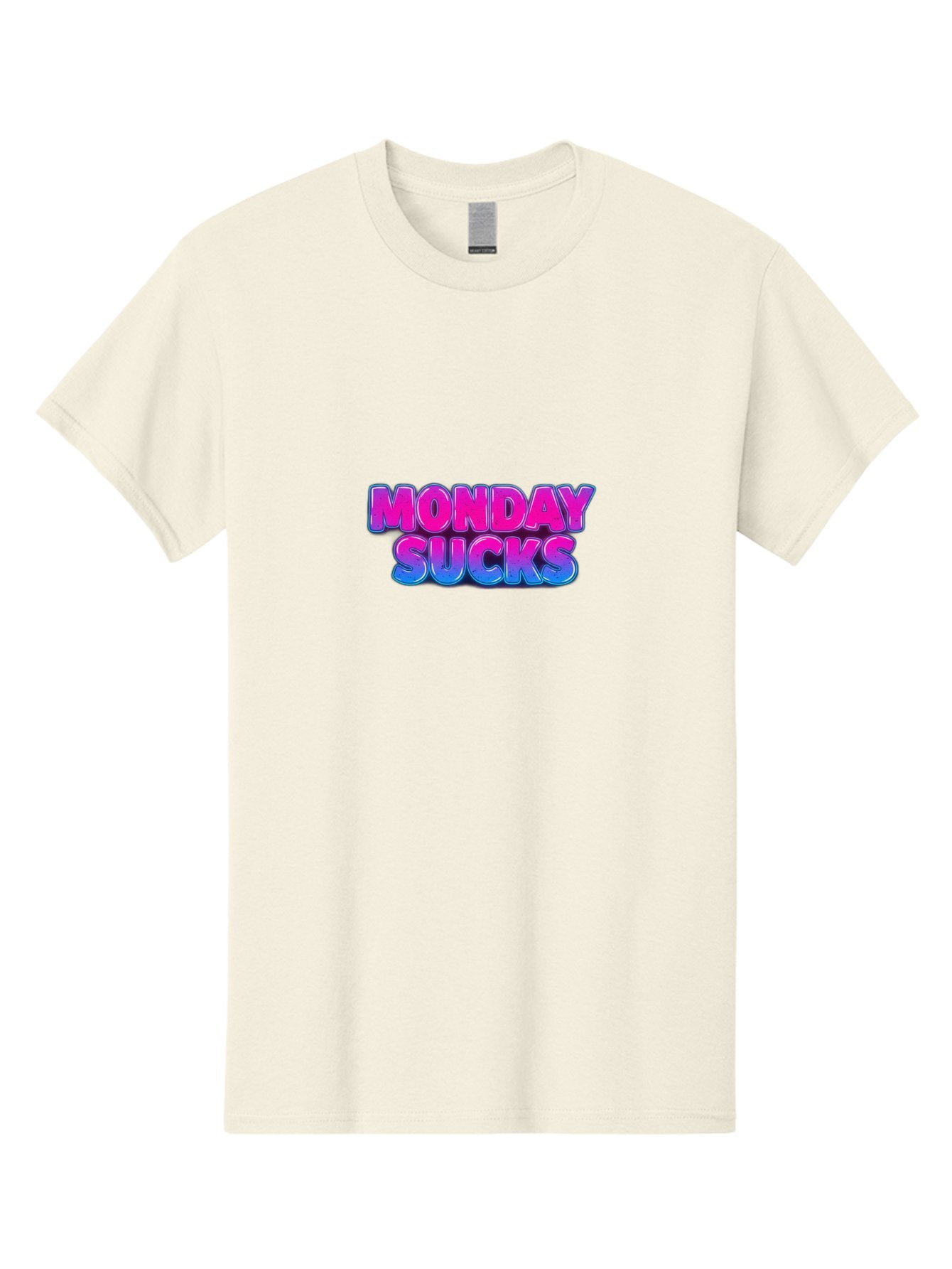Monday-Sucks-1 Men'S Graphic Tee, 100% Cotton, Comfortable Casual Summer Wear, Machine Washable, Monday Motivation, Motivational Quote, Funny Meme, Humor, Sarcasm, Workweek Grind, Relief, Colorful Text, Pink, Blue, Gradient, Workplace Humor, Bae534 7