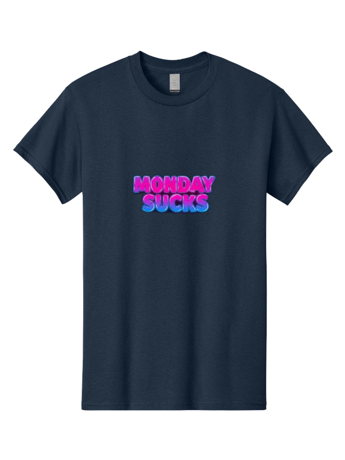 Monday-Sucks-1 Men'S Graphic Tee, 100% Cotton, Comfortable Casual Summer Wear, Machine Washable, Monday Motivation, Motivational Quote, Funny Meme, Humor, Sarcasm, Workweek Grind, Relief, Colorful Text, Pink, Blue, Gradient, Workplace Humor, Bae534 15