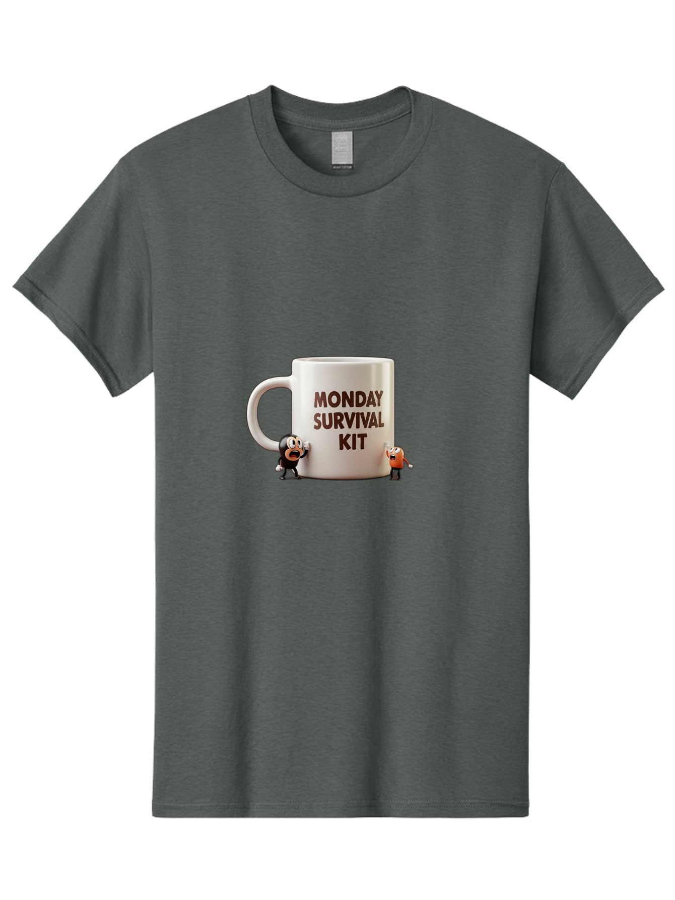 Monday-Survival-Kit-1 Men'S Graphic Tee, 100% Cotton, Comfortable Casual Summer Wear, Machine Washable, Coffee Mug, Monday Motivation, Survival Kit, Cartoon Characters, Humorous Design, Funny Coffee Cup, Quirky Illustration, Stress Relief Bae536 15