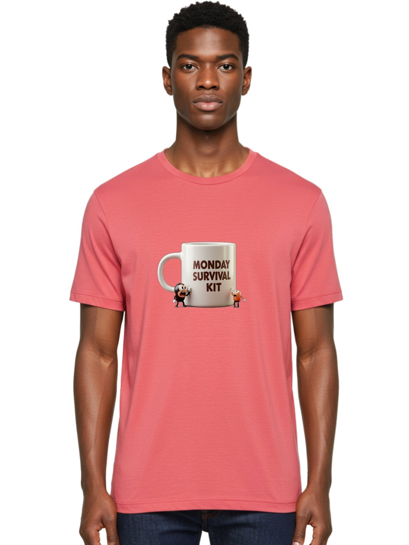 Monday-Survival-Kit-1 Men'S Graphic Tee, 100% Cotton, Comfortable Casual Summer Wear, Machine Washable, Coffee Mug, Monday Motivation, Survival Kit, Cartoon Characters, Humorous Design, Funny Coffee Cup, Quirky Illustration, Stress Relief Bae536 24