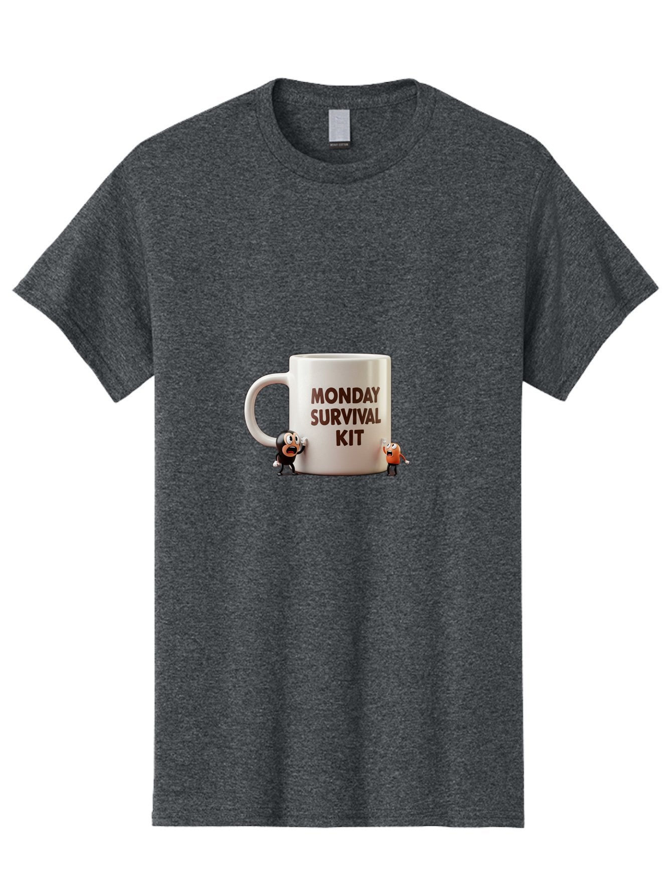 Monday-Survival-Kit-1 Men'S Graphic Tee, 100% Cotton, Comfortable Casual Summer Wear, Machine Washable, Coffee Mug, Monday Motivation, Survival Kit, Cartoon Characters, Humorous Design, Funny Coffee Cup, Quirky Illustration, Stress Relief Bae536