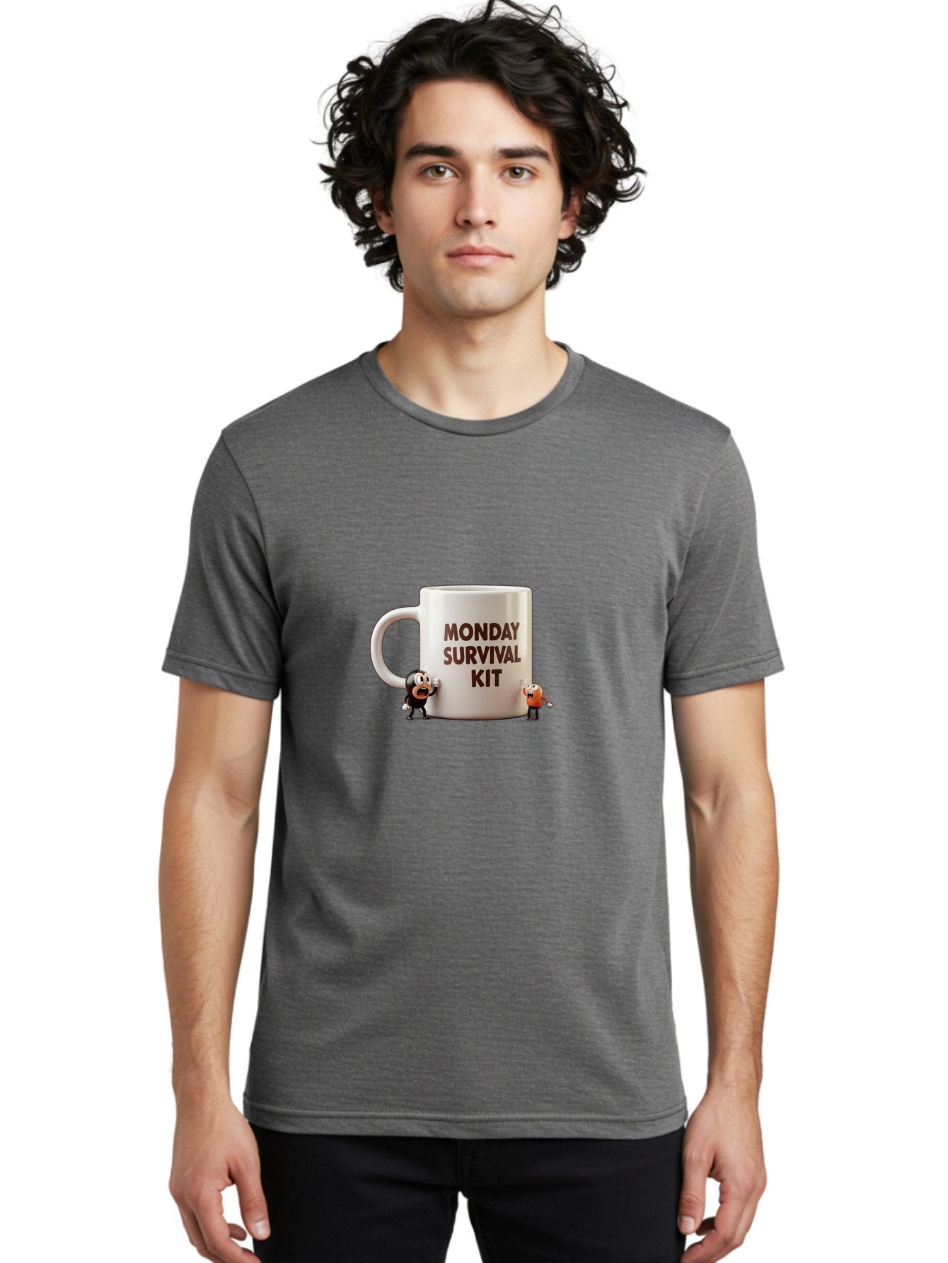 Monday-Survival-Kit-1 Men'S Graphic Tee, 100% Cotton, Comfortable Casual Summer Wear, Machine Washable, Coffee Mug, Monday Motivation, Survival Kit, Cartoon Characters, Humorous Design, Funny Coffee Cup, Quirky Illustration, Stress Relief Bae536 19