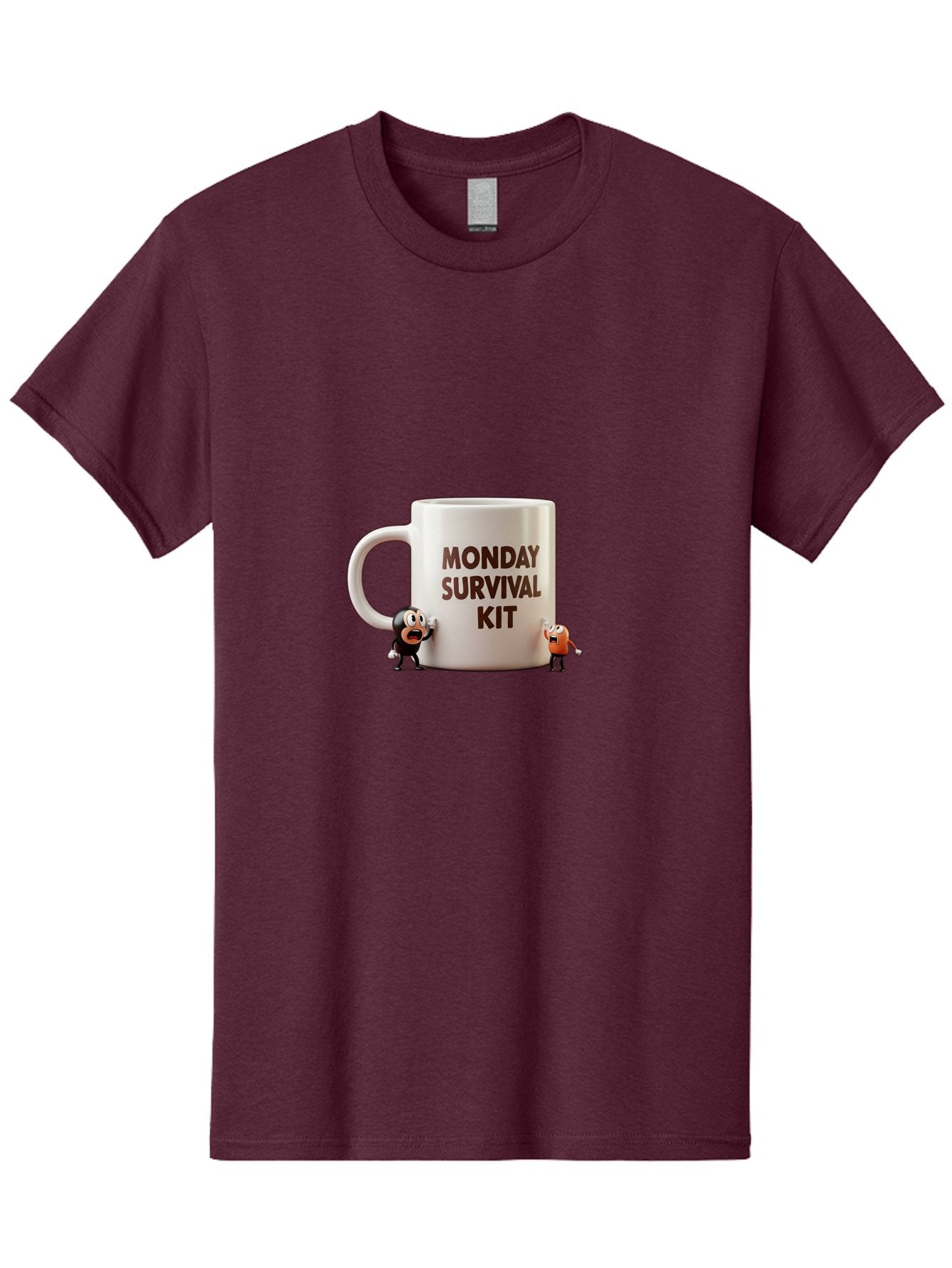 Monday-Survival-Kit-1 Men'S Graphic Tee, 100% Cotton, Comfortable Casual Summer Wear, Machine Washable, Coffee Mug, Monday Motivation, Survival Kit, Cartoon Characters, Humorous Design, Funny Coffee Cup, Quirky Illustration, Stress Relief Bae536 10