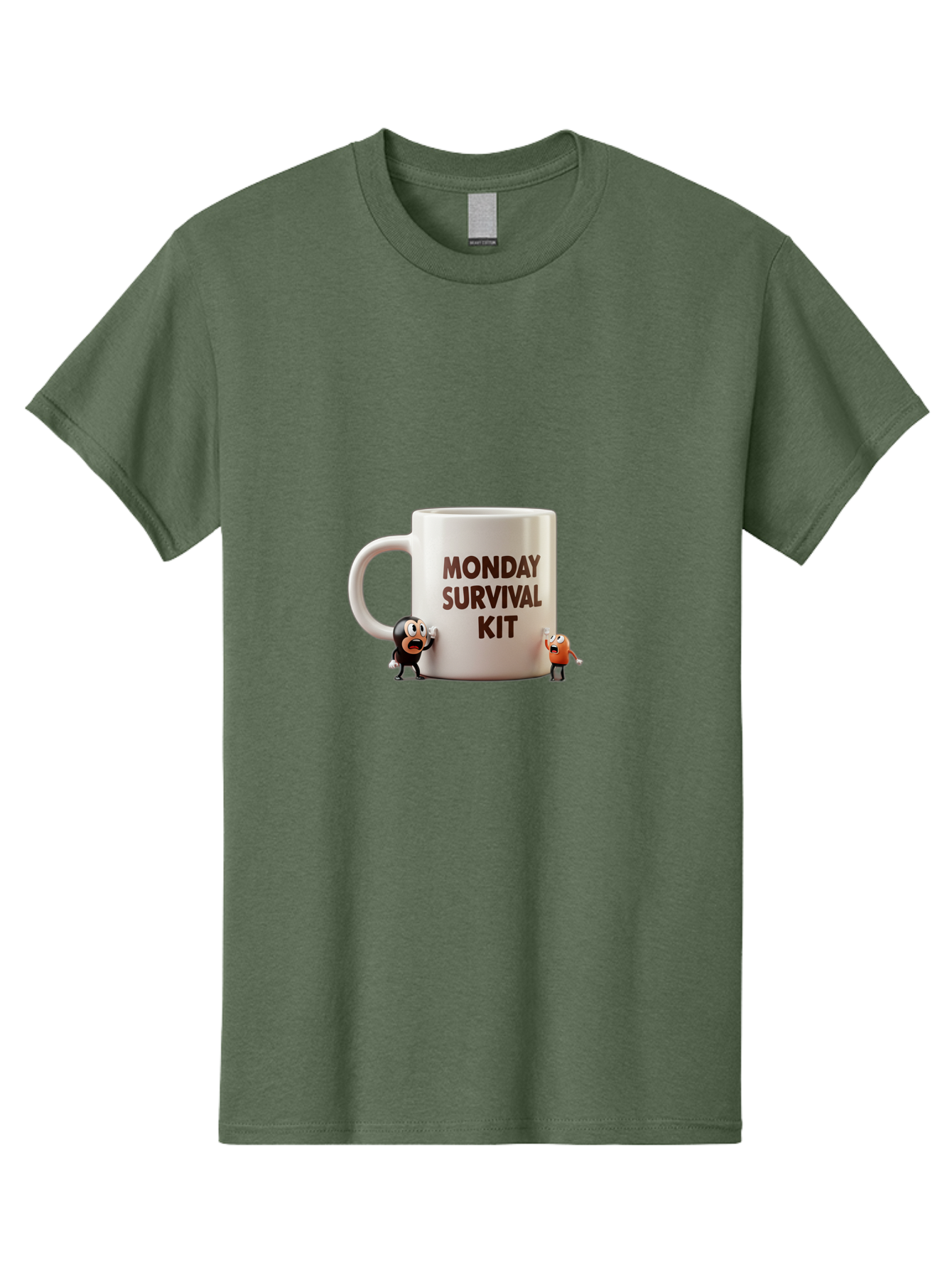 Monday-Survival-Kit-1 Men'S Graphic Tee, 100% Cotton, Comfortable Casual Summer Wear, Machine Washable, Coffee Mug, Monday Motivation, Survival Kit, Cartoon Characters, Humorous Design, Funny Coffee Cup, Quirky Illustration, Stress Relief Bae536 5