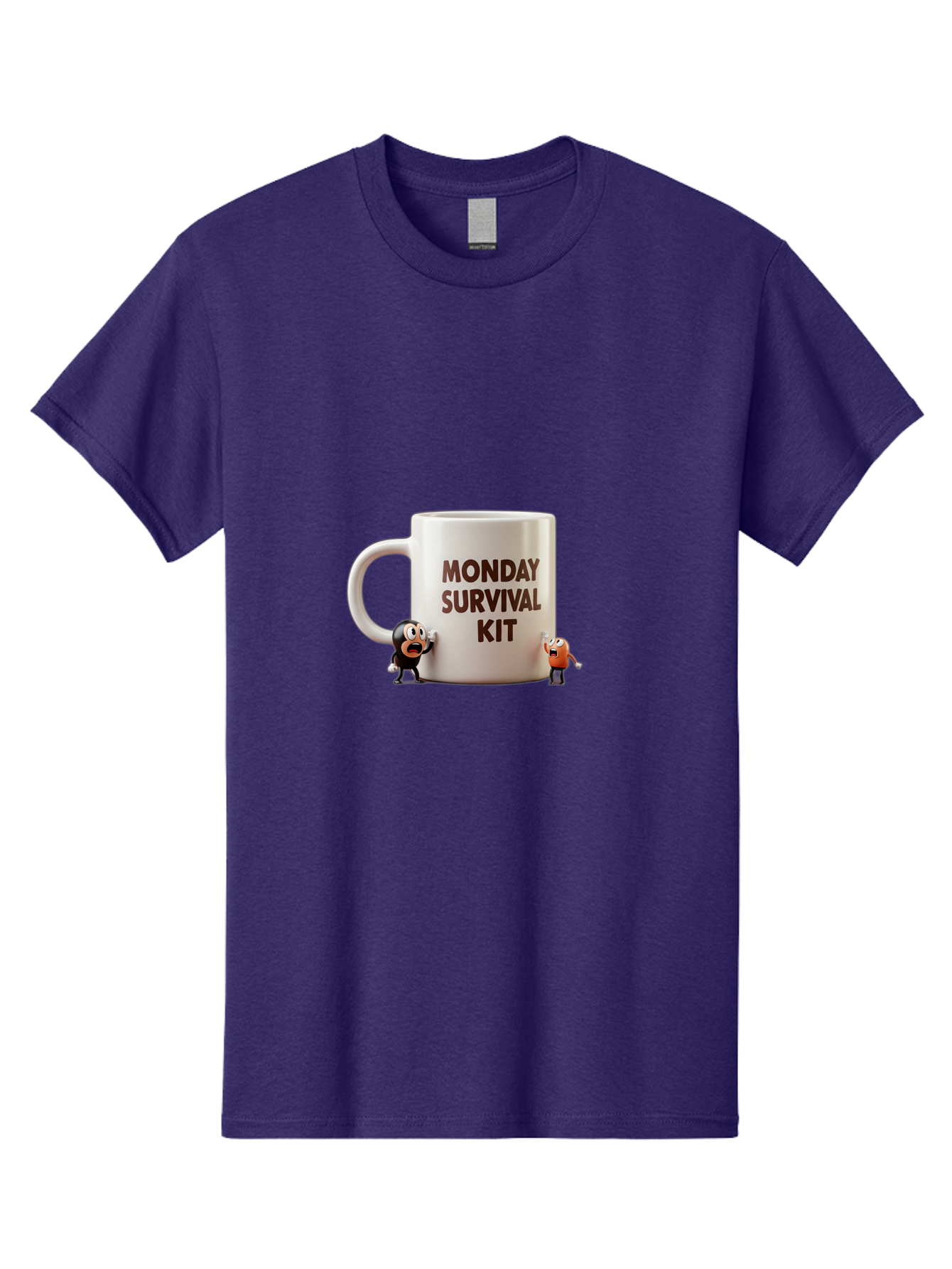 Monday-Survival-Kit-1 Men'S Graphic Tee, 100% Cotton, Comfortable Casual Summer Wear, Machine Washable, Coffee Mug, Monday Motivation, Survival Kit, Cartoon Characters, Humorous Design, Funny Coffee Cup, Quirky Illustration, Stress Relief Bae536