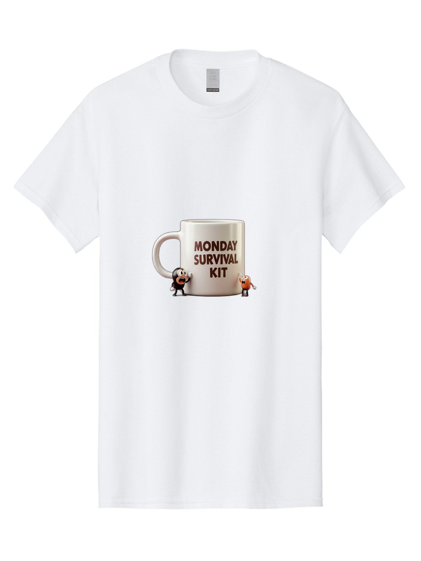 Monday-Survival-Kit-1 Men'S Graphic Tee, 100% Cotton, Comfortable Casual Summer Wear, Machine Washable, Coffee Mug, Monday Motivation, Survival Kit, Cartoon Characters, Humorous Design, Funny Coffee Cup, Quirky Illustration, Stress Relief Bae536 12