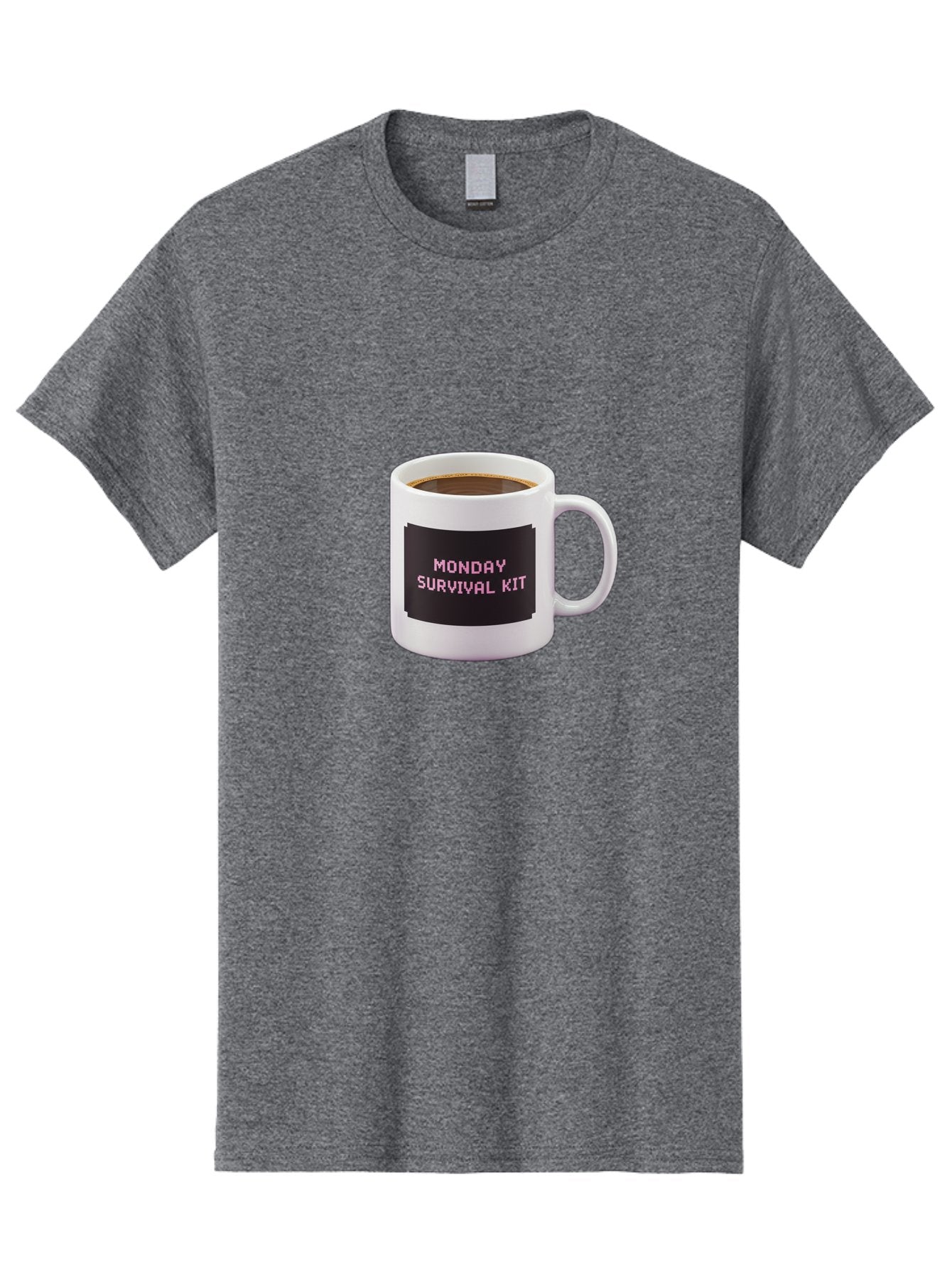 Monday-Survival-Kit-2 Men'S Graphic Tee, 100% Cotton, Comfortable Casual Summer Wear, Machine Washable, Coffee Mug, Monday Motivation, Survival Kit, Morning Coffee, Monday Blues, Funny Mug, Office Humor, Coworker Gift, Coffee Break Bae537 8