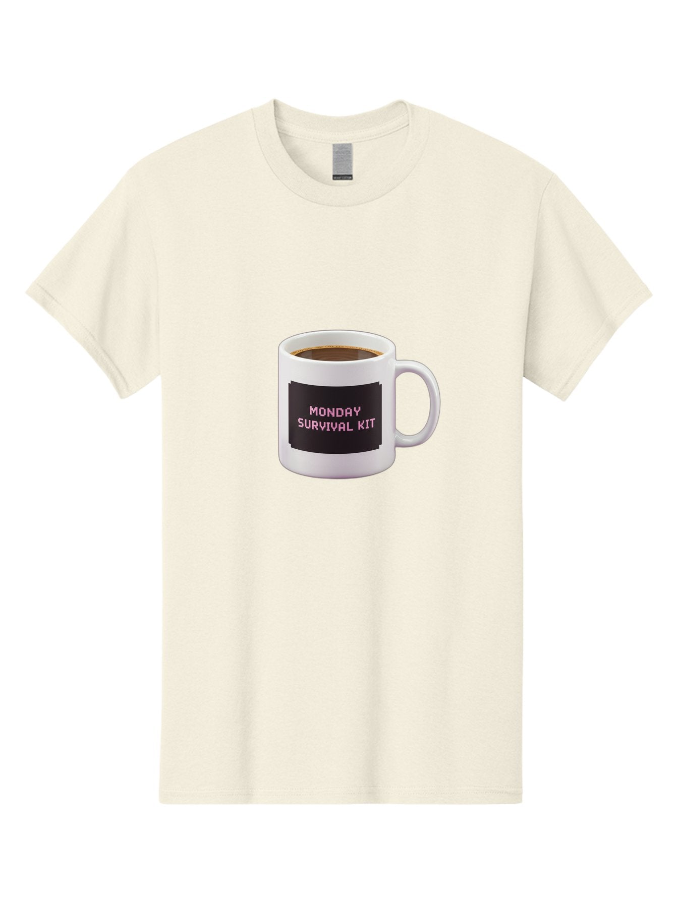 Monday-Survival-Kit-2 Men'S Graphic Tee, 100% Cotton, Comfortable Casual Summer Wear, Machine Washable, Coffee Mug, Monday Motivation, Survival Kit, Morning Coffee, Monday Blues, Funny Mug, Office Humor, Coworker Gift, Coffee Break Bae537 3