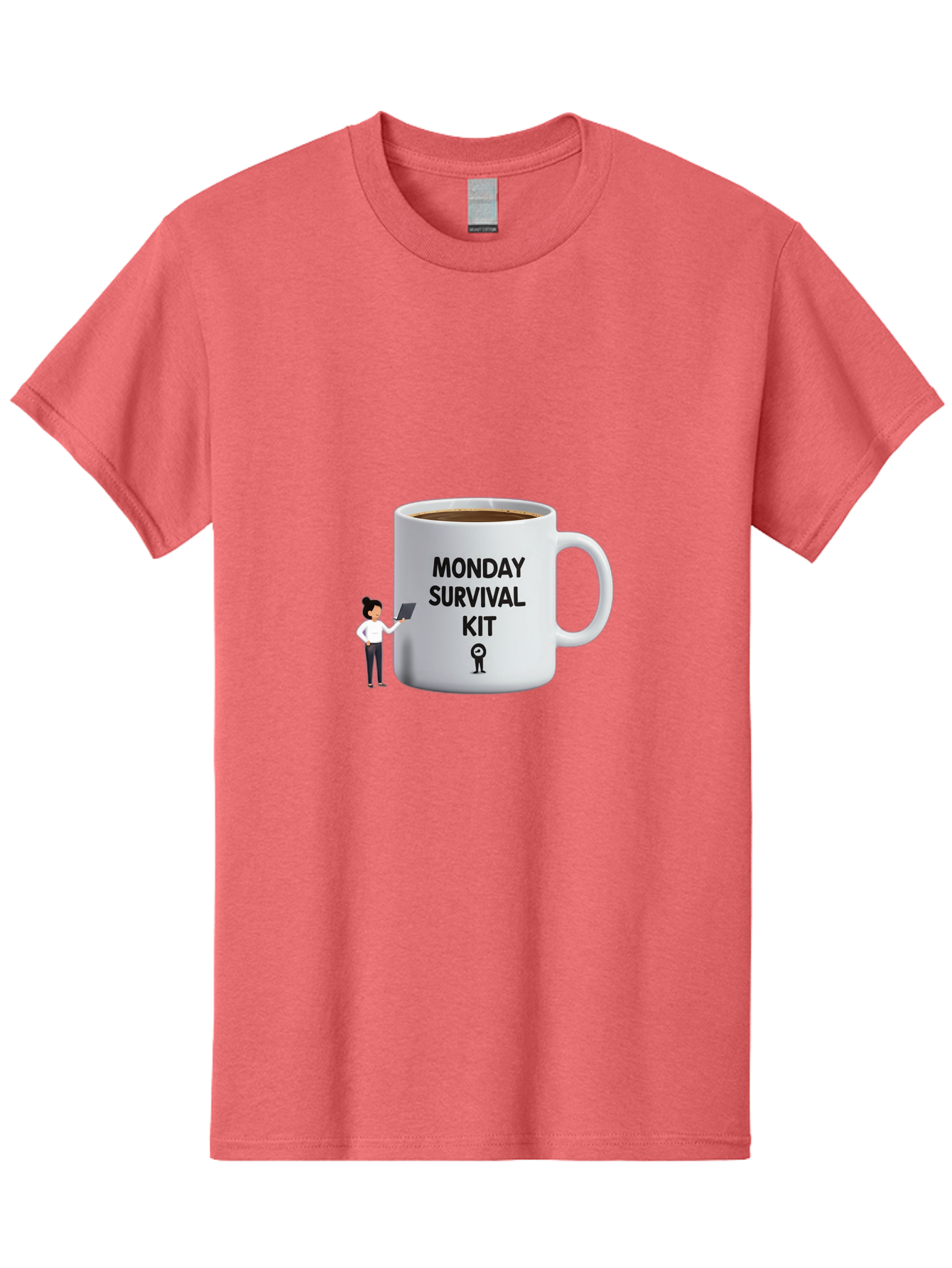Monday-Survival-Kit Men'S Graphic Tee, 100% Cotton, Comfortable Casual Summer Wear, Machine Washable, Coffee Mug, Monday Motivation, Survival Kit, Morning Coffee, Coffee Break, Motivation, Morning Routine, Funny Coffee Mug, Office Humor, Bae538
