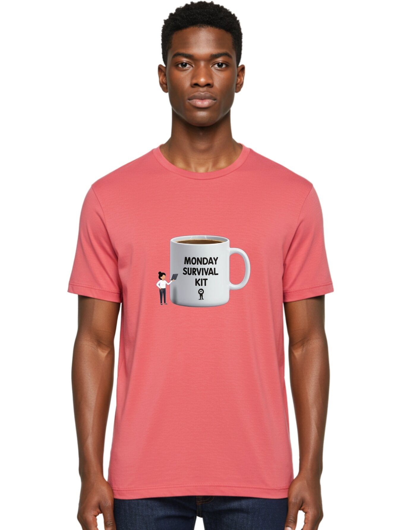 Monday-Survival-Kit Men'S Graphic Tee, 100% Cotton, Comfortable Casual Summer Wear, Machine Washable, Coffee Mug, Monday Motivation, Survival Kit, Morning Coffee, Coffee Break, Motivation, Morning Routine, Funny Coffee Mug, Office Humor, Bae538 30