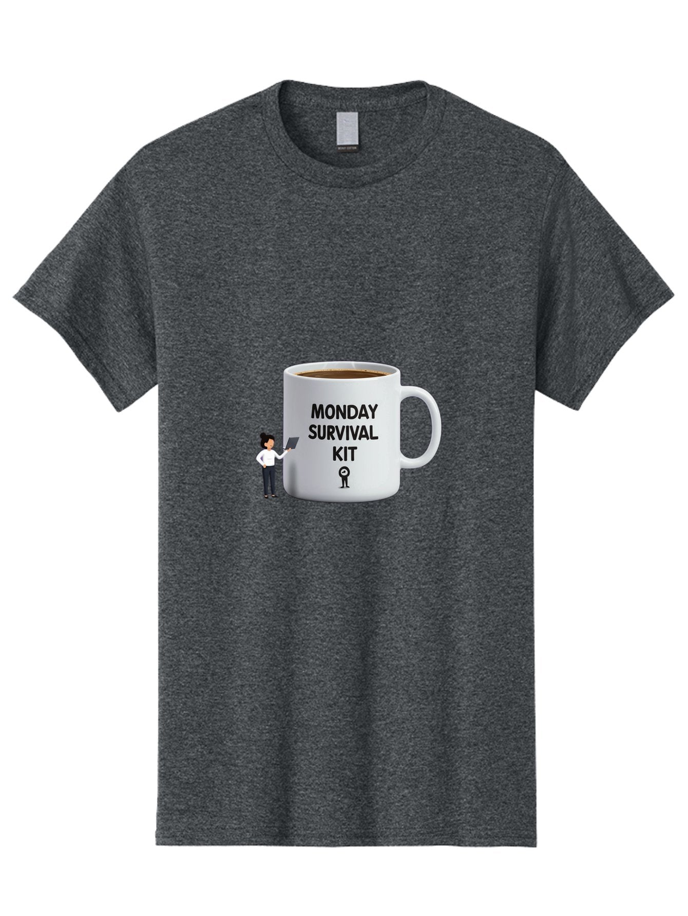 Monday-Survival-Kit Men'S Graphic Tee, 100% Cotton, Comfortable Casual Summer Wear, Machine Washable, Coffee Mug, Monday Motivation, Survival Kit, Morning Coffee, Coffee Break, Motivation, Morning Routine, Funny Coffee Mug, Office Humor, Bae538 5