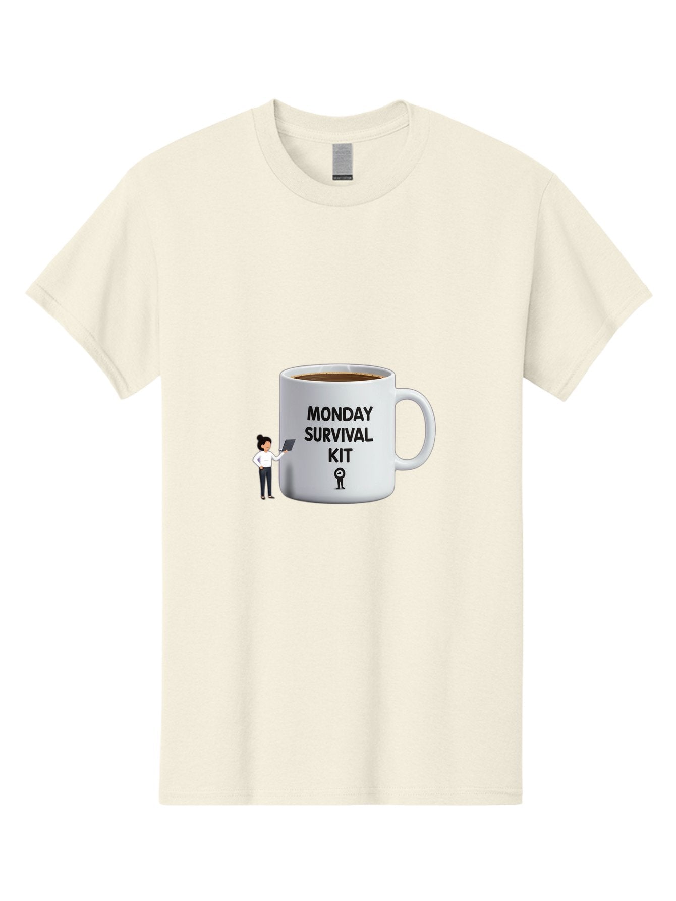 Monday-Survival-Kit Men'S Graphic Tee, 100% Cotton, Comfortable Casual Summer Wear, Machine Washable, Coffee Mug, Monday Motivation, Survival Kit, Morning Coffee, Coffee Break, Motivation, Morning Routine, Funny Coffee Mug, Office Humor, Bae538 3