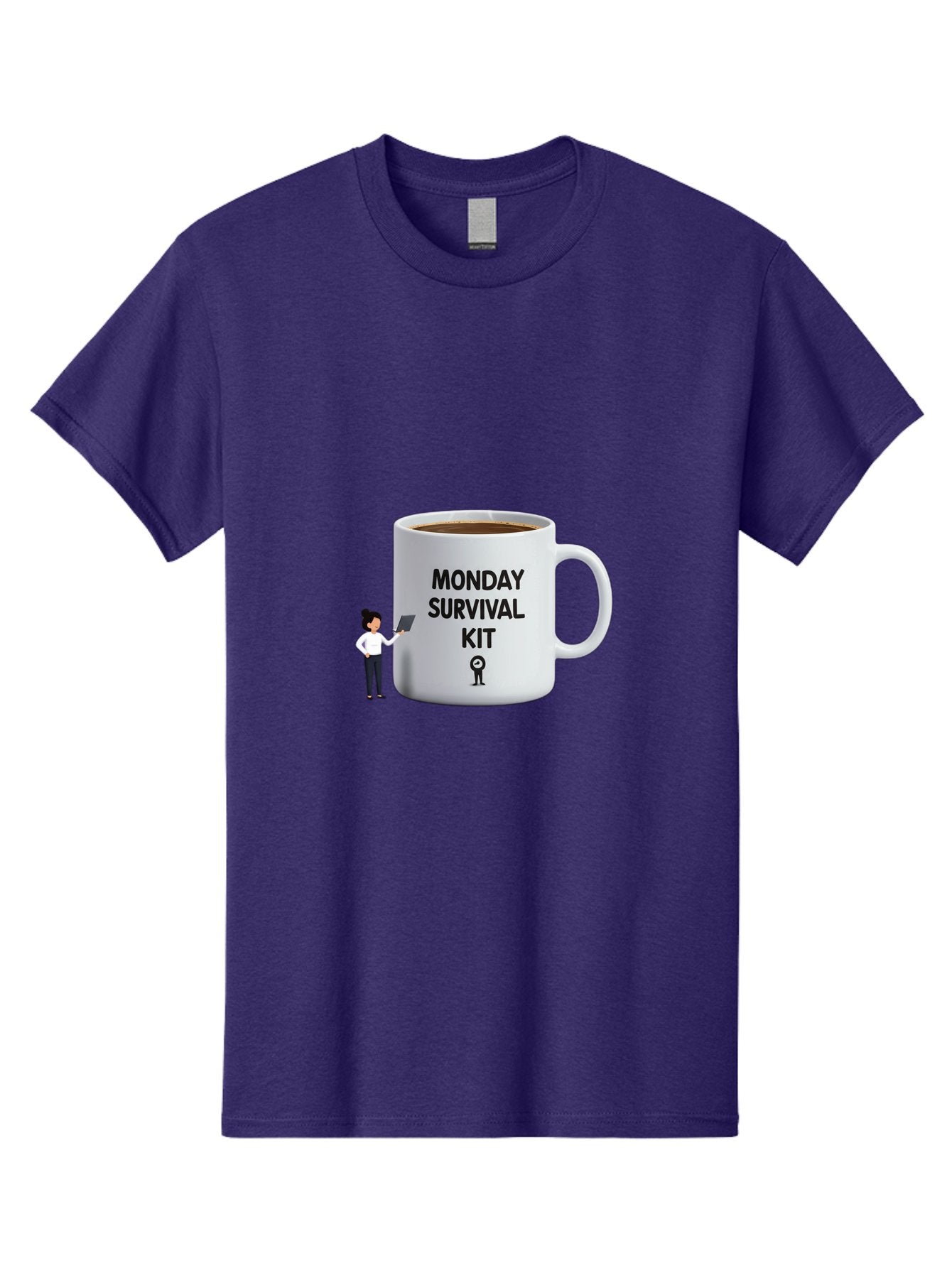 Monday-Survival-Kit Men'S Graphic Tee, 100% Cotton, Comfortable Casual Summer Wear, Machine Washable, Coffee Mug, Monday Motivation, Survival Kit, Morning Coffee, Coffee Break, Motivation, Morning Routine, Funny Coffee Mug, Office Humor, Bae538