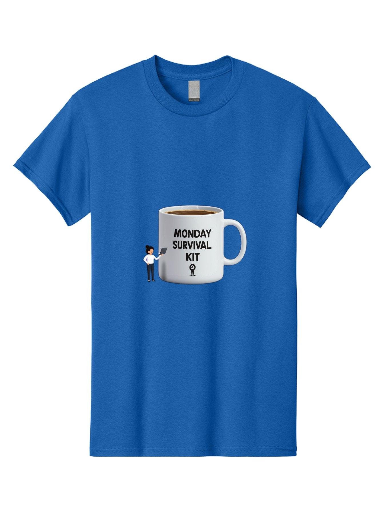 Monday-Survival-Kit Men'S Graphic Tee, 100% Cotton, Comfortable Casual Summer Wear, Machine Washable, Coffee Mug, Monday Motivation, Survival Kit, Morning Coffee, Coffee Break, Motivation, Morning Routine, Funny Coffee Mug, Office Humor, Bae538